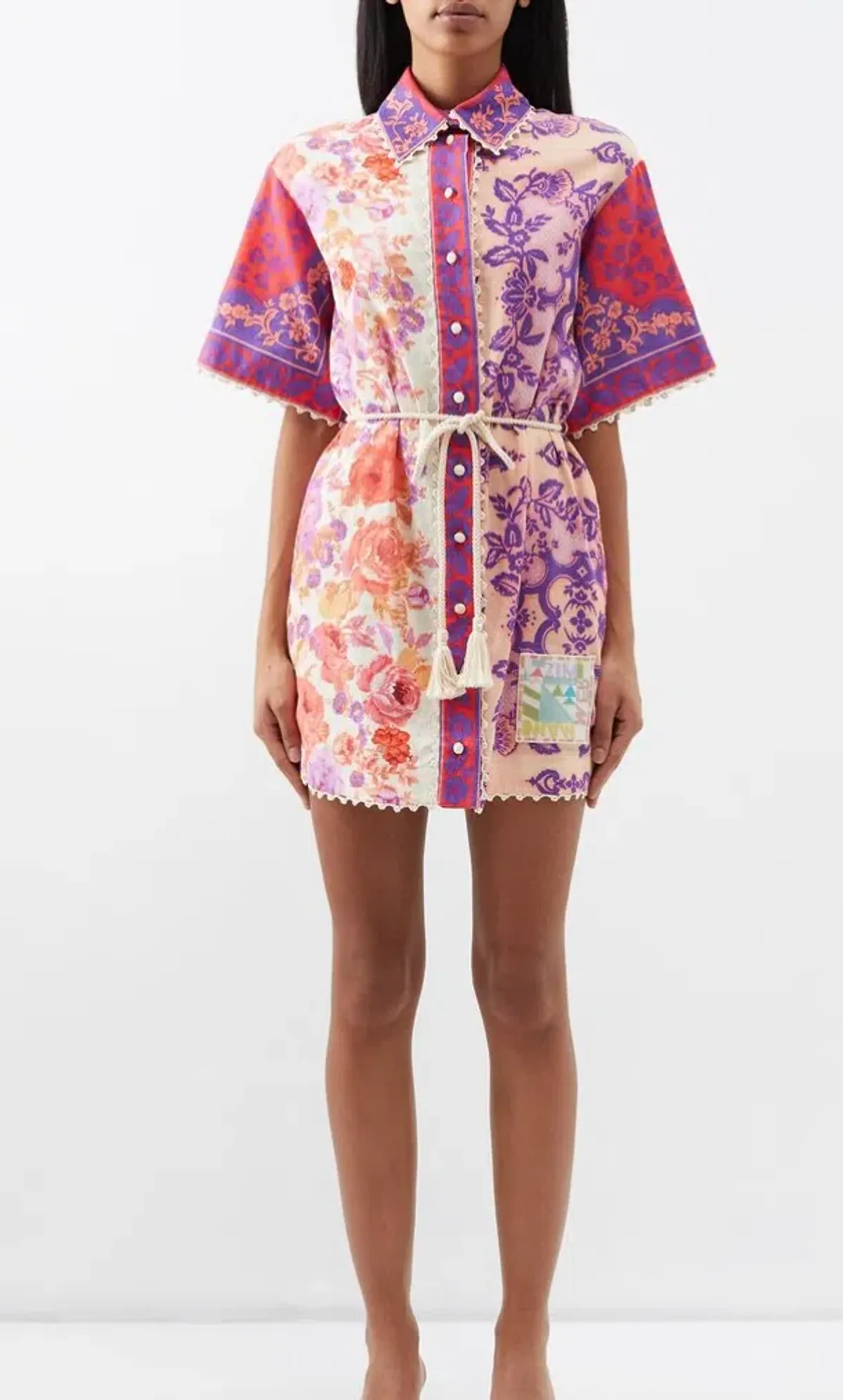 Zimmermann Raie Trimmed Shirt Dress Floral Size 0 / Au 8 - Image 1