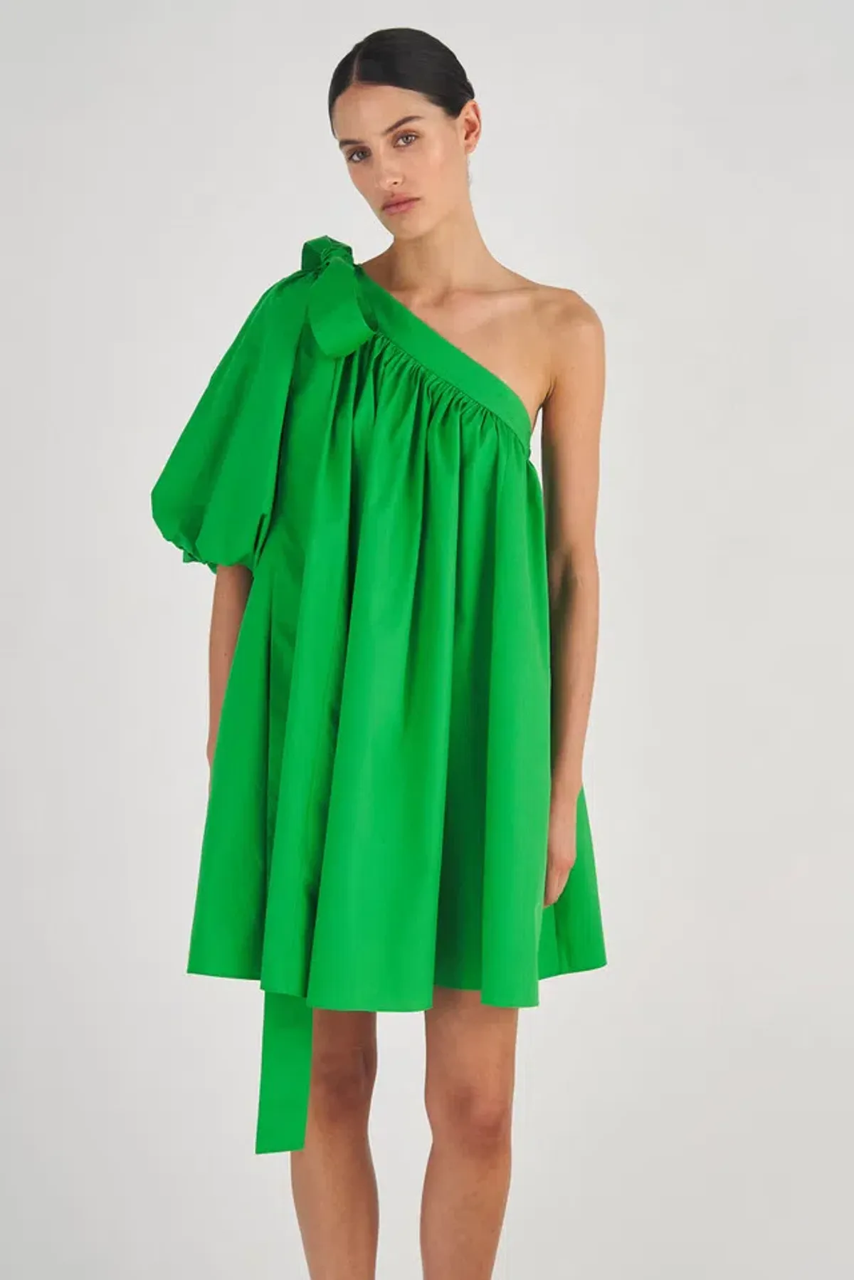 Oroton One Shoulder Gathered Mini Dress Meadow Size 4 / XXS - Image 2