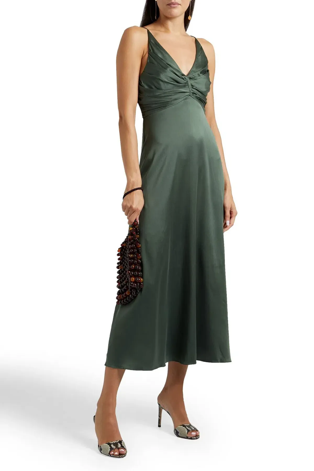 Zimmermann Silk Ruched Picnic Dress in Bottle Green Size 1 / Au 10 - Image 1