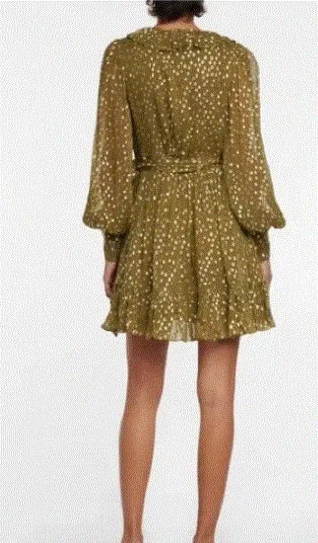 Zimmermann Lurex Wrap Mini Dress Khaki Size 1 / 10 AU for rent on The Volte - main image