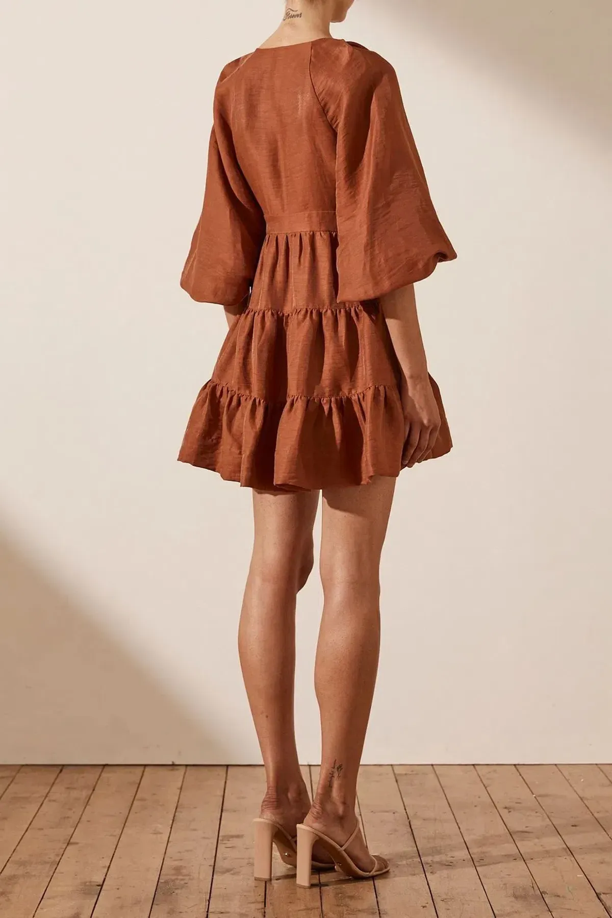 Shona Joy Elsa Wrap Mini Dress Burnt Red Size 8 - Image 2