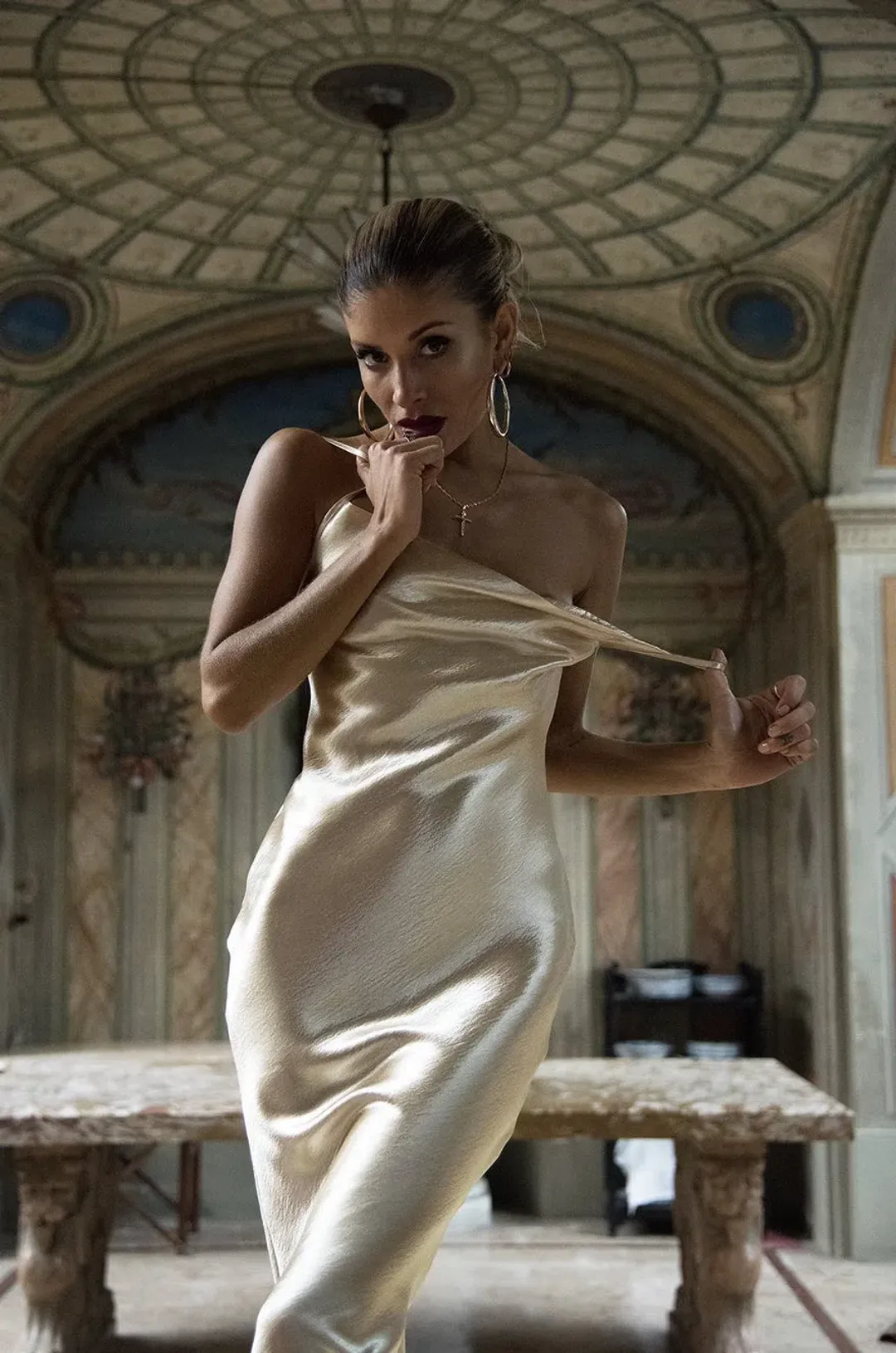 Rat & Boa Gold Sofia Dress Gold Size 4  for rent on The Volte - main image