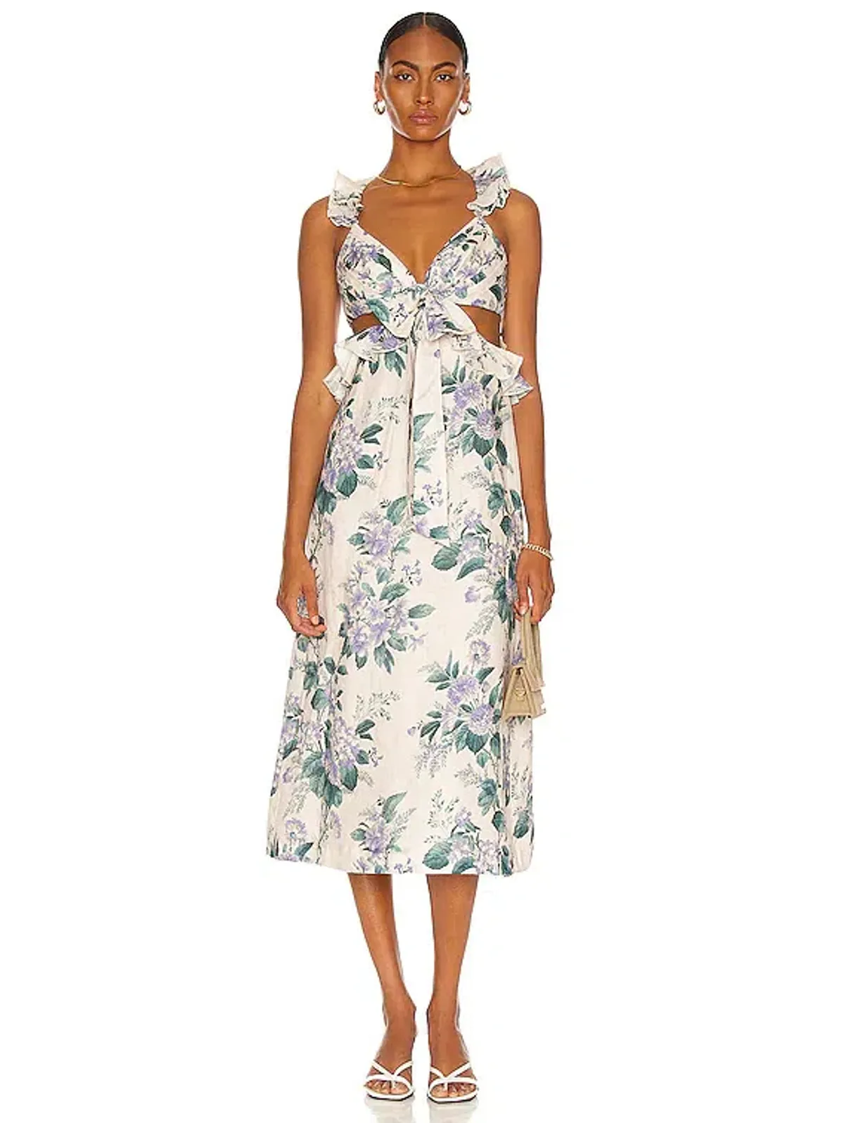 Zimmermann Cassia Ruffle Midi Dress Hydrangea Floral Size 3/Au  - Image 1