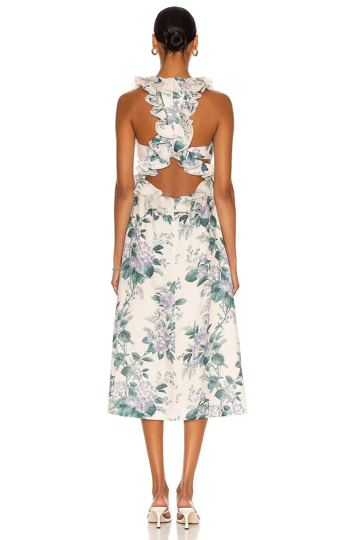 Zimmermann Cassia Ruffle Midi Dress Hydrangea Floral Size 3/Au  - Image 2