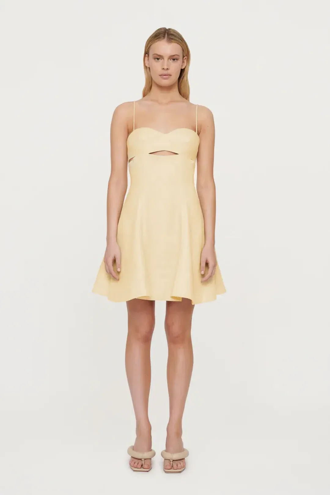Clea Paige Stitch Mini Dress Yellow Size 8  for rent on The Volte - main image