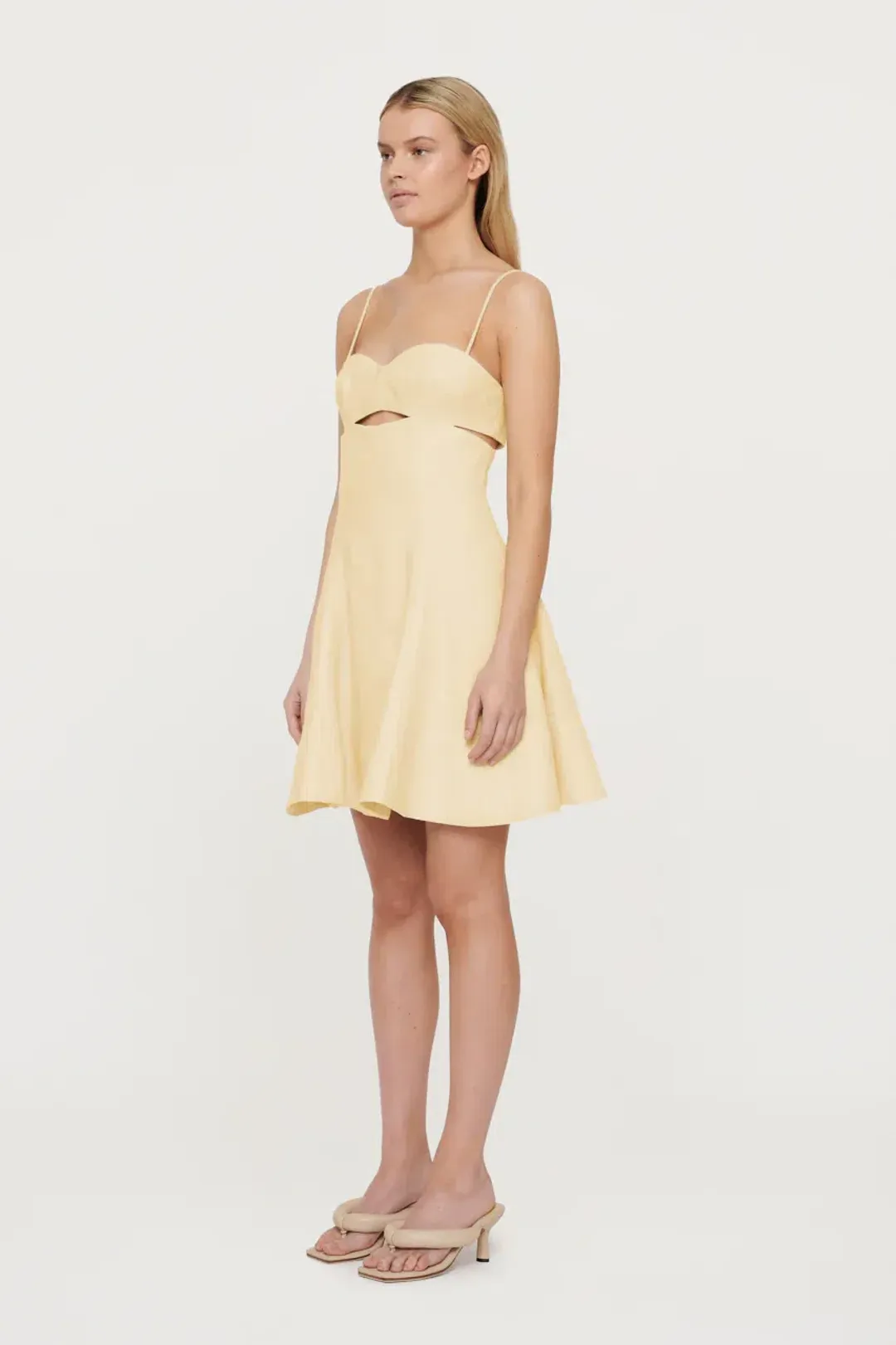 Clea Paige Stitch Mini Dress Yellow Size 8  for rent on The Volte - main image