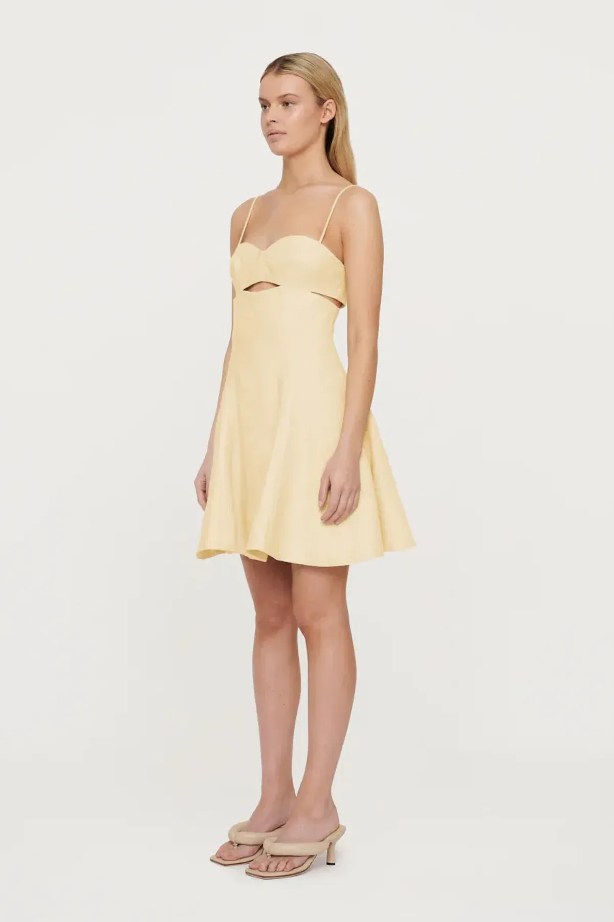 Clea Paige Stitch Mini Dress Yellow Size 8  - Image 1