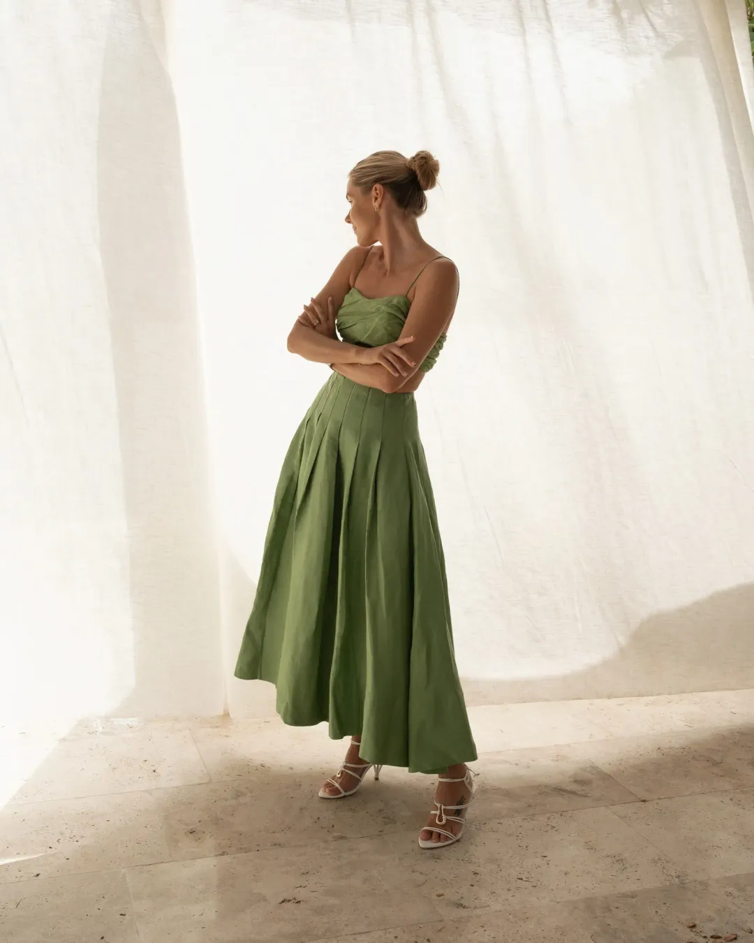 Aje Thea Draped Twist Crop & Paradiso Skirt Set Green Size 8 for rent on The Volte - main image