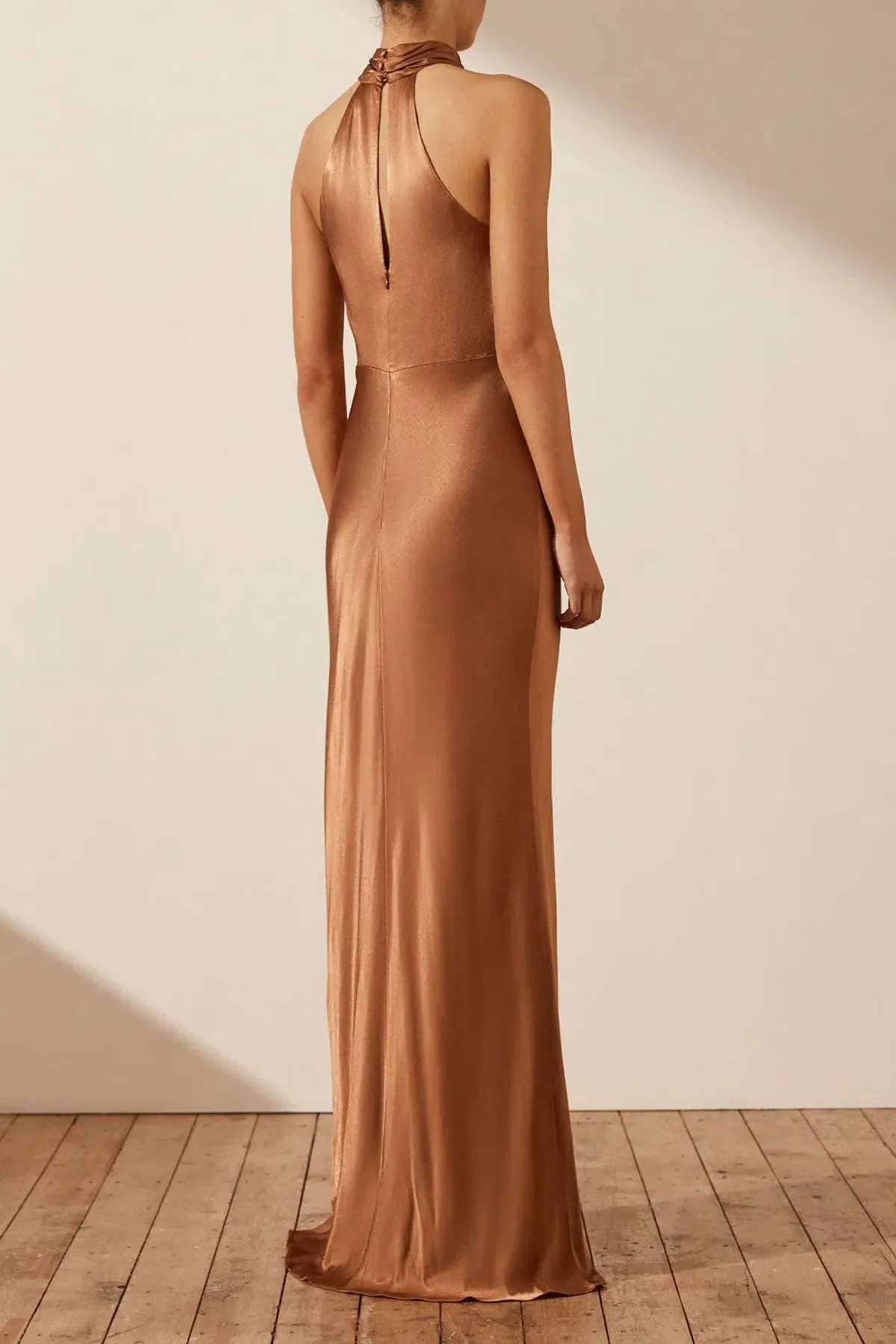 Shona Joy La Lune High Neck Twist Maxi Dress Almond Size 10 - Image 3