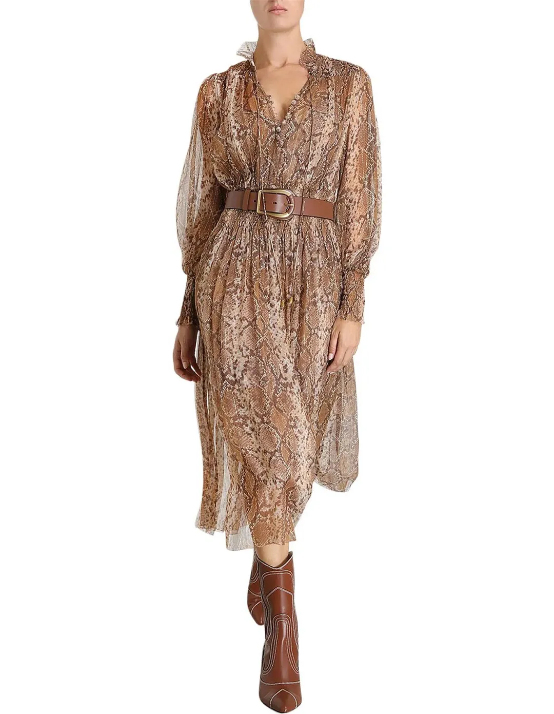 Zimmermann Botanica Python Silk Midi Dress Size 2/AU 12 for rent on The Volte - main image