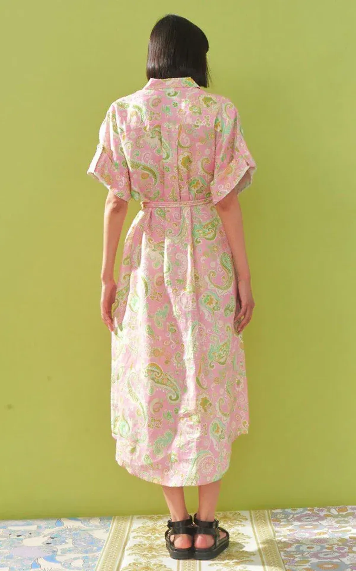 Alemais Marta Paisley Print Shirt Dress Pink Size AU 12 - Image 3