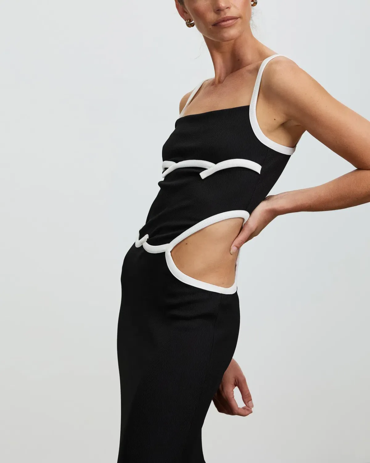 Christopher Esber Wave Bind Split Tank Dress Black Size AU 6  - Image 3