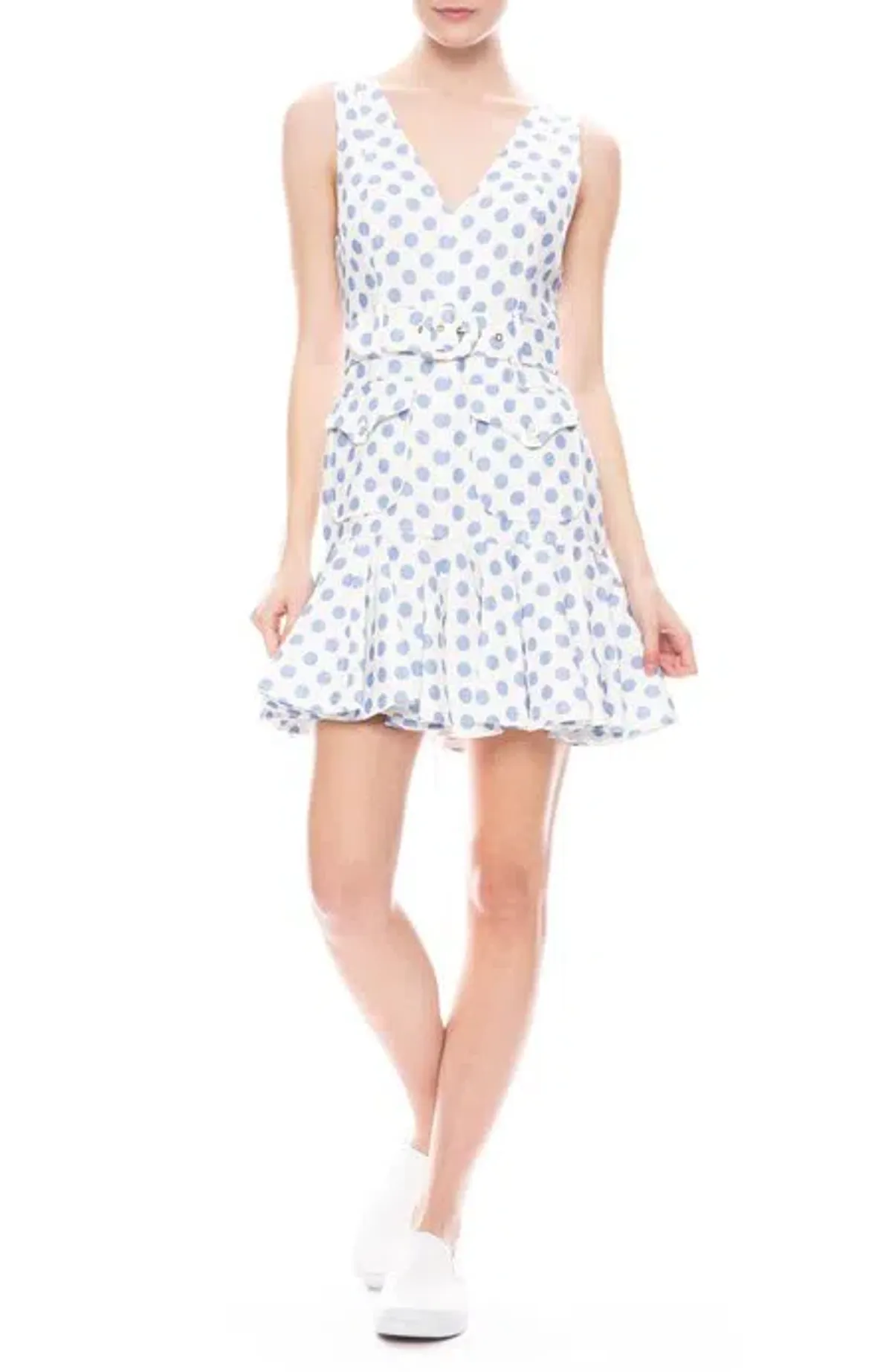 Zimmermann Super Eight Safari Mini Dress in White Linen/Blue Polka Dot Size 0 / AU 8 - Image 2