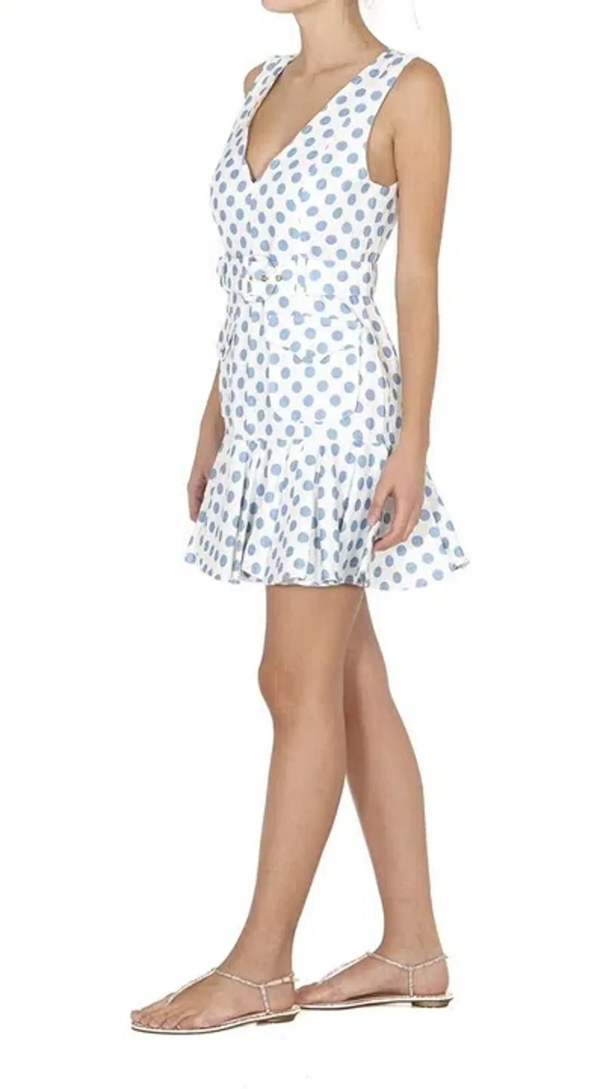 Zimmermann Super Eight Safari Mini Dress in White Linen/Blue Polka Dot Size 0 / AU 8 - Image 4