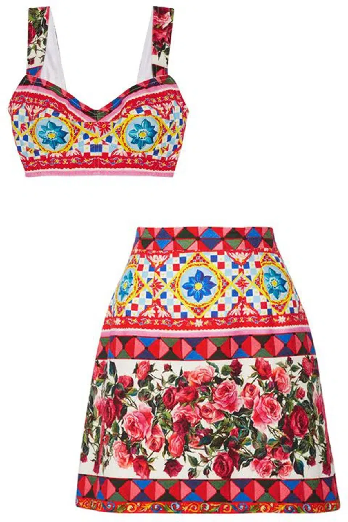 Dolce & Gabbana Mambo/Caretto Print Bra Top and A-Line Skirt Multi-colored Size 38 / AU 8 - Image 4