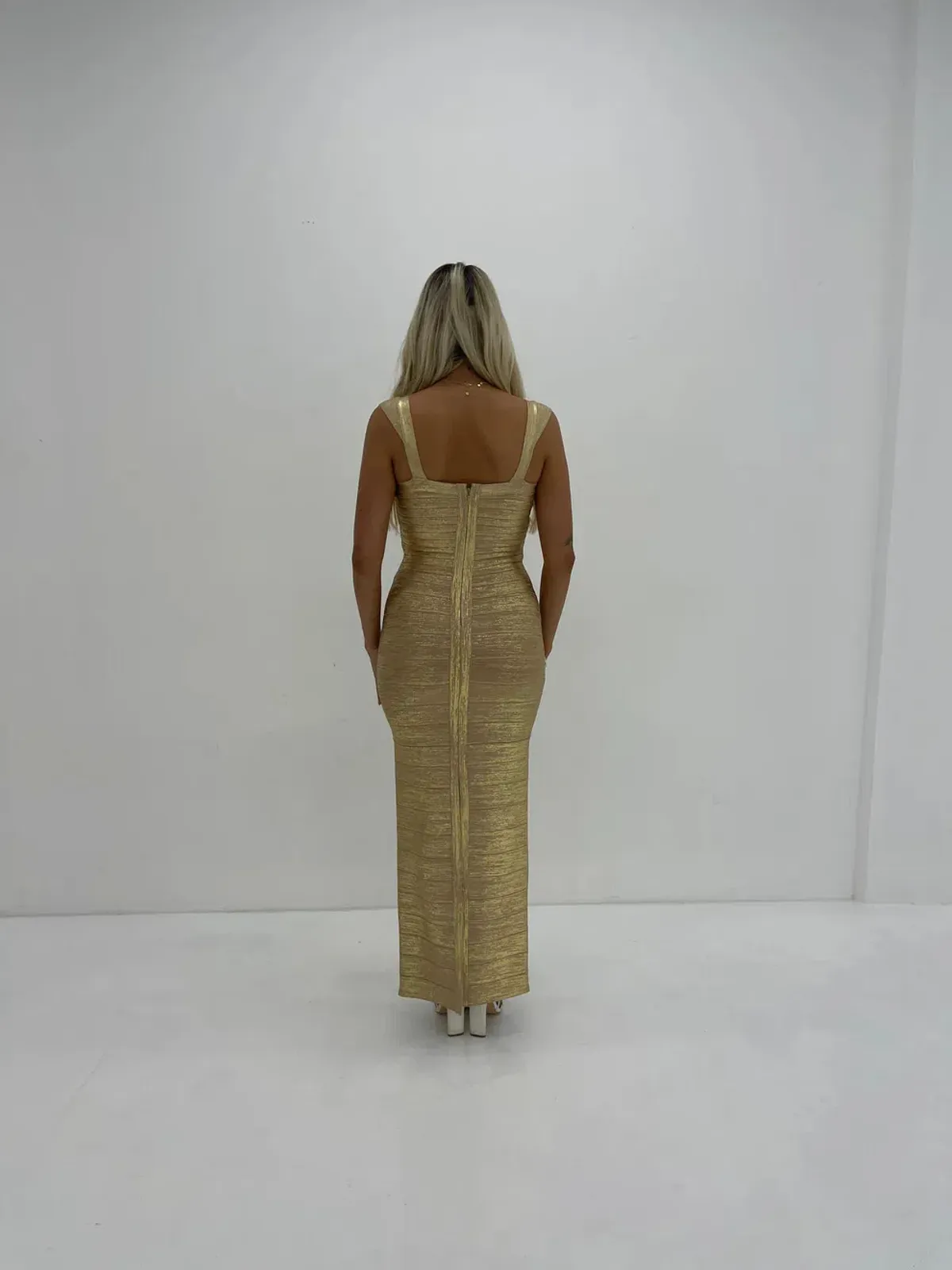 Herve Leger Sweetheart Gown Gold Size  AU 8 - Image 3