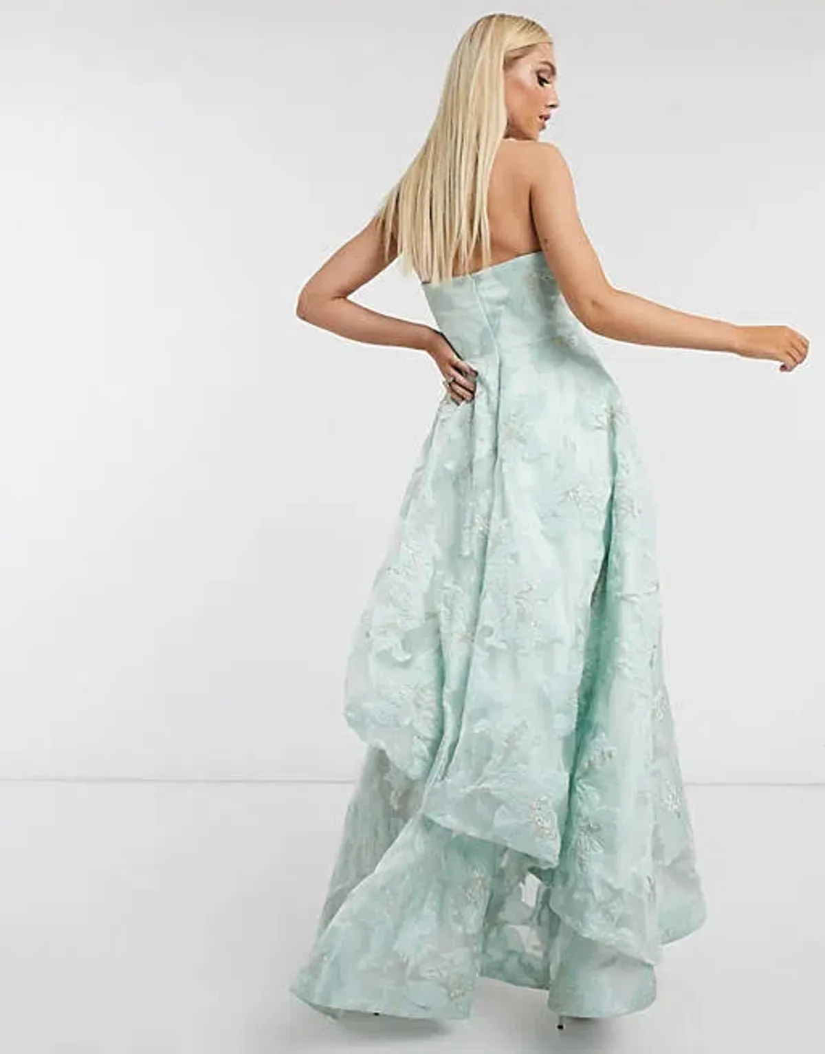 Bariano Organza Layered Gown Mint/Silver Size 6 - Image 3