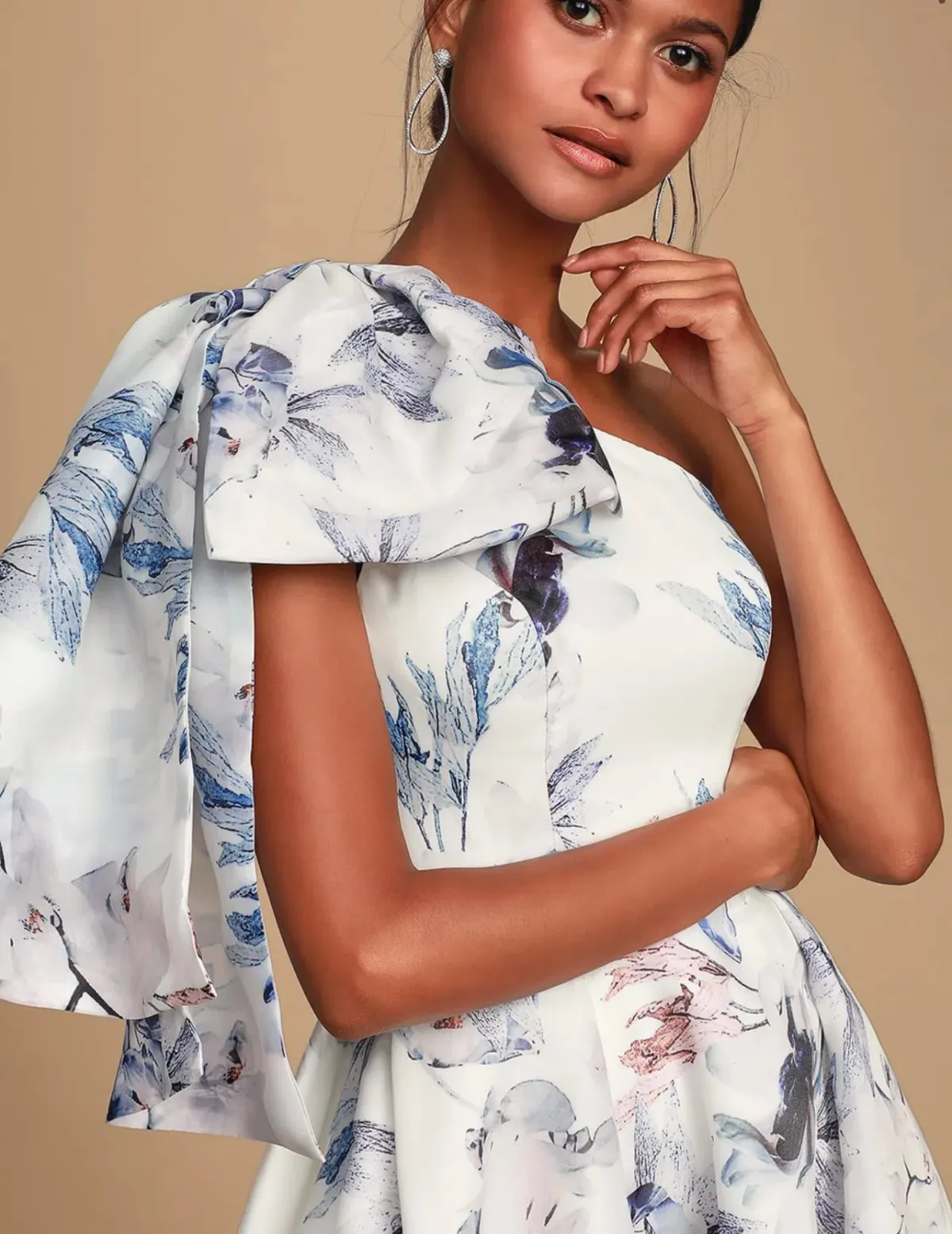 Bariano Josephine One Shoulder High Low Gown Floral Size 6 - Image 2