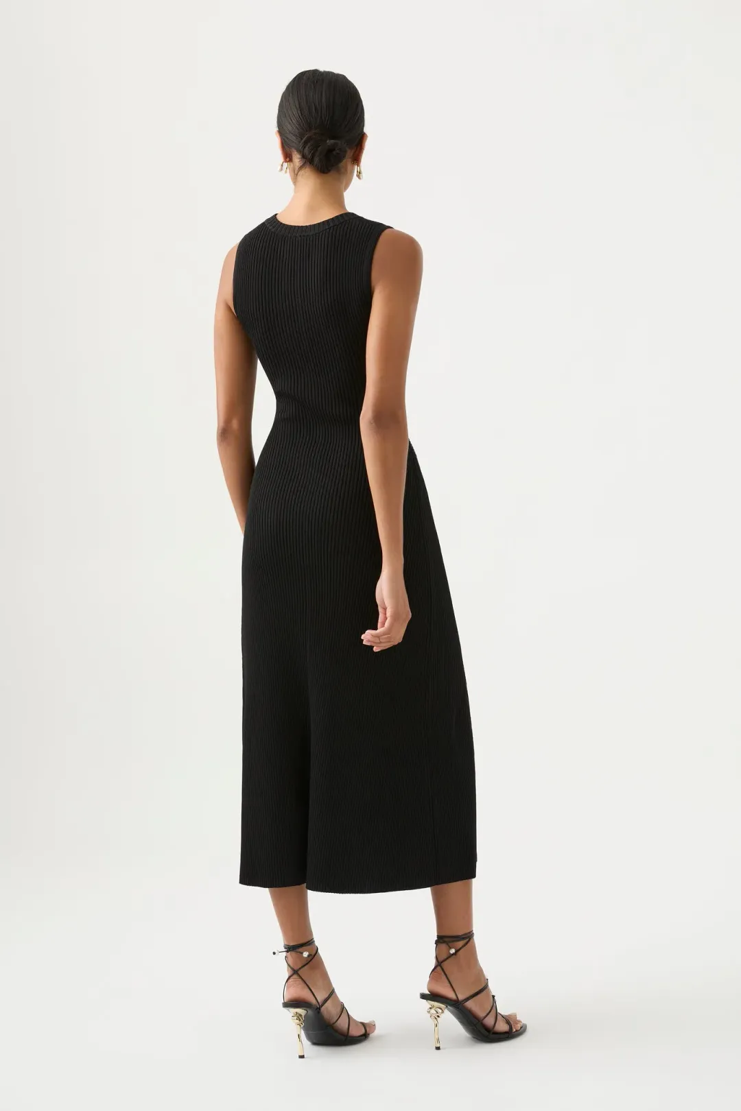 Aje Crescent Knit Midi Dress Black Size AU 12 for rent on The Volte - main image