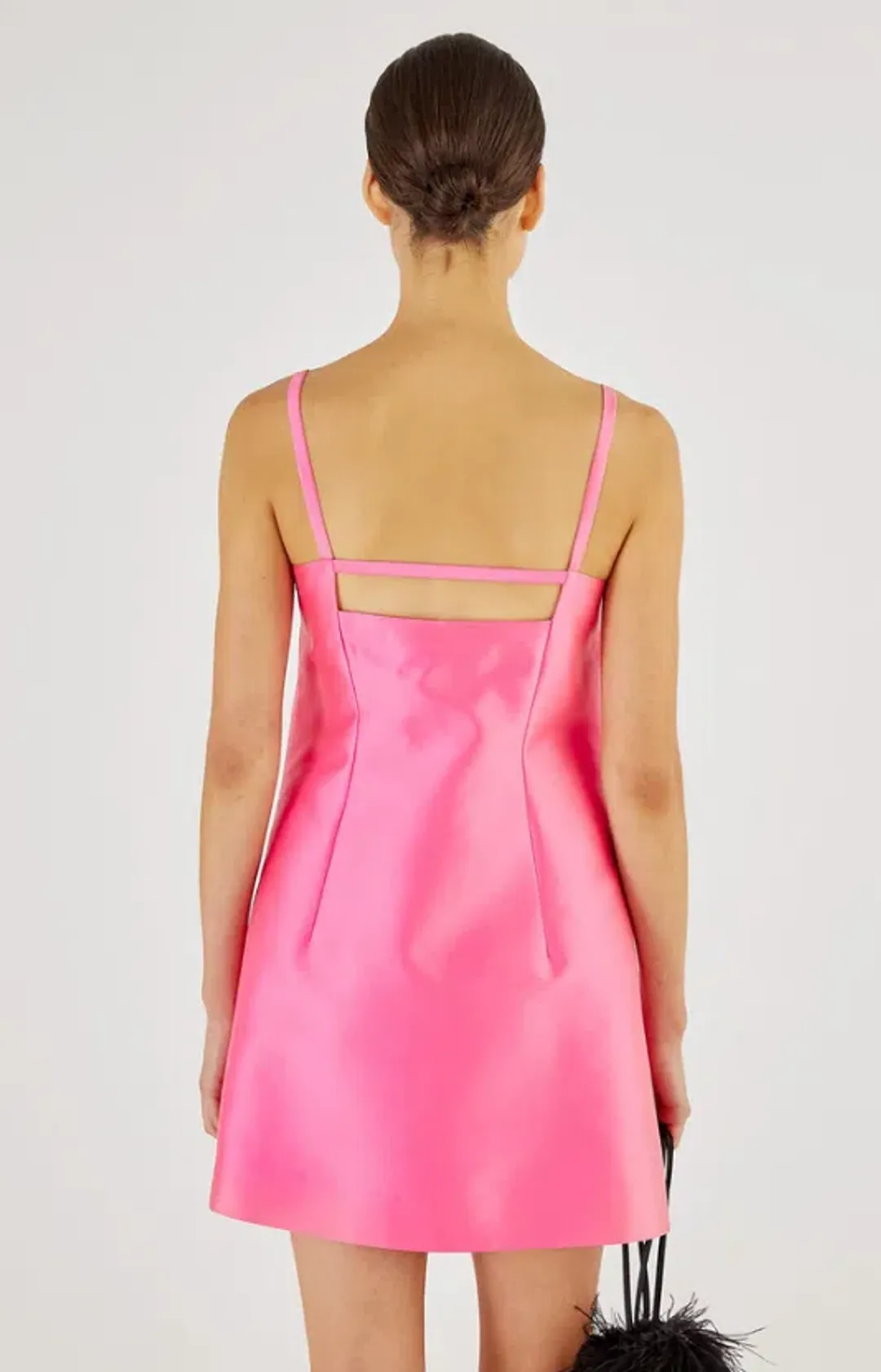 Oroton Satin Mini Bow Dress Candy Pink Size AU 8 for rent on The Volte - main image