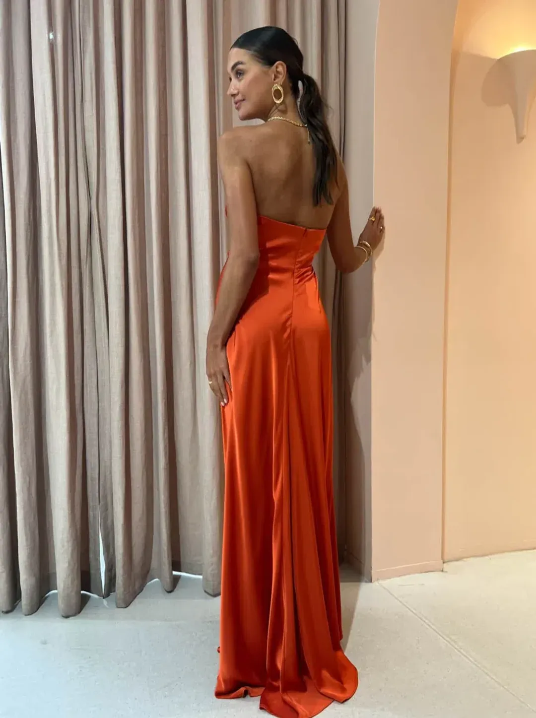 One Fell Swoop Tellus Maxi Dress Orange Size AU 6 for rent on The Volte - main image