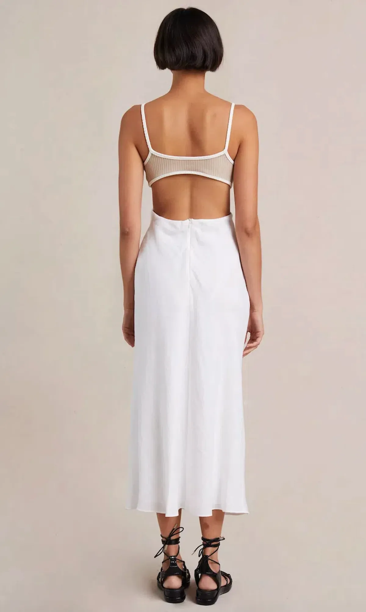 Bec & Bridge Demi Midi Dress In Sand/Ivory Size 16 - Image 3