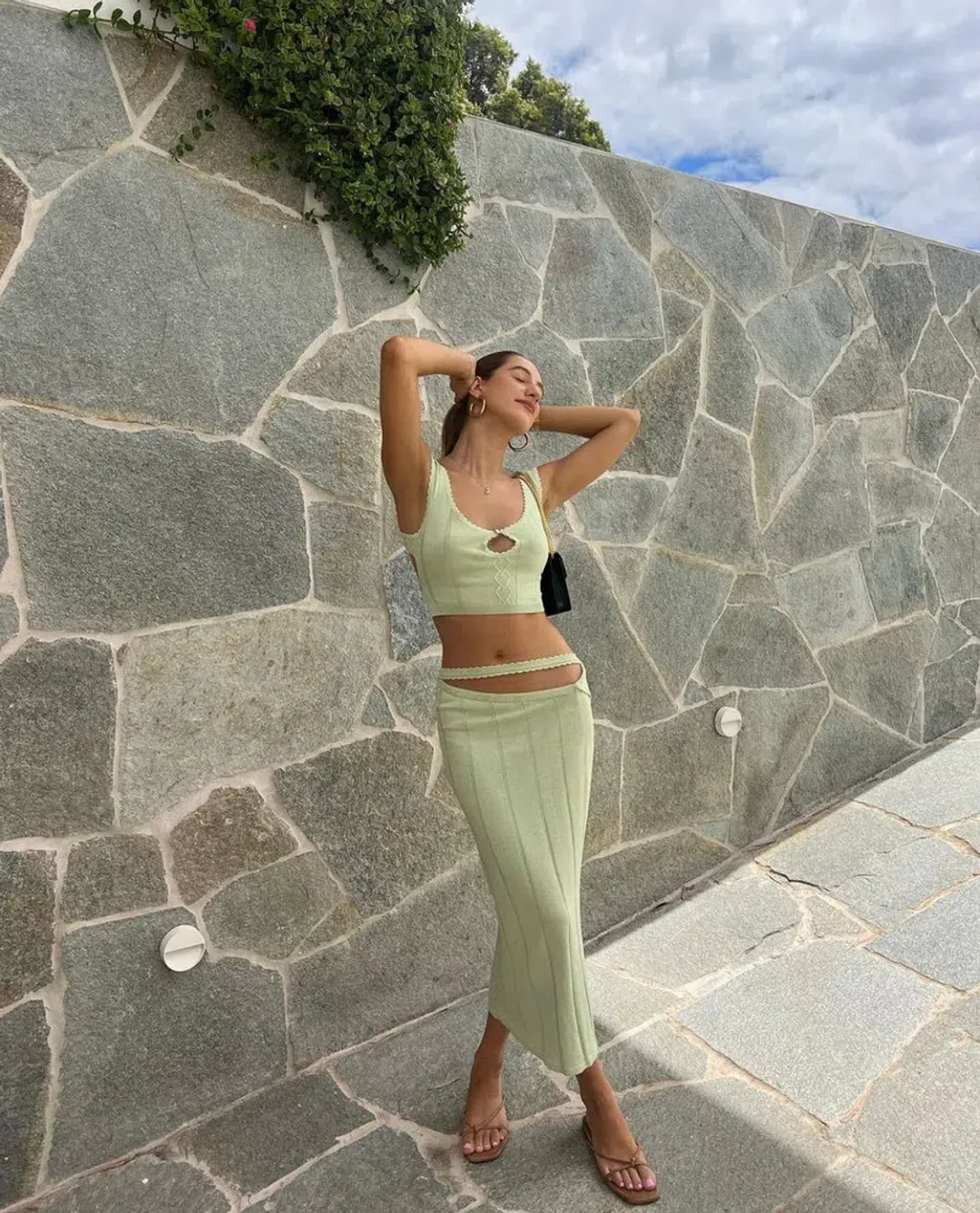 Amiss The Label Joanne Top and Skirt Set Green Size 6  for rent on The Volte - main image