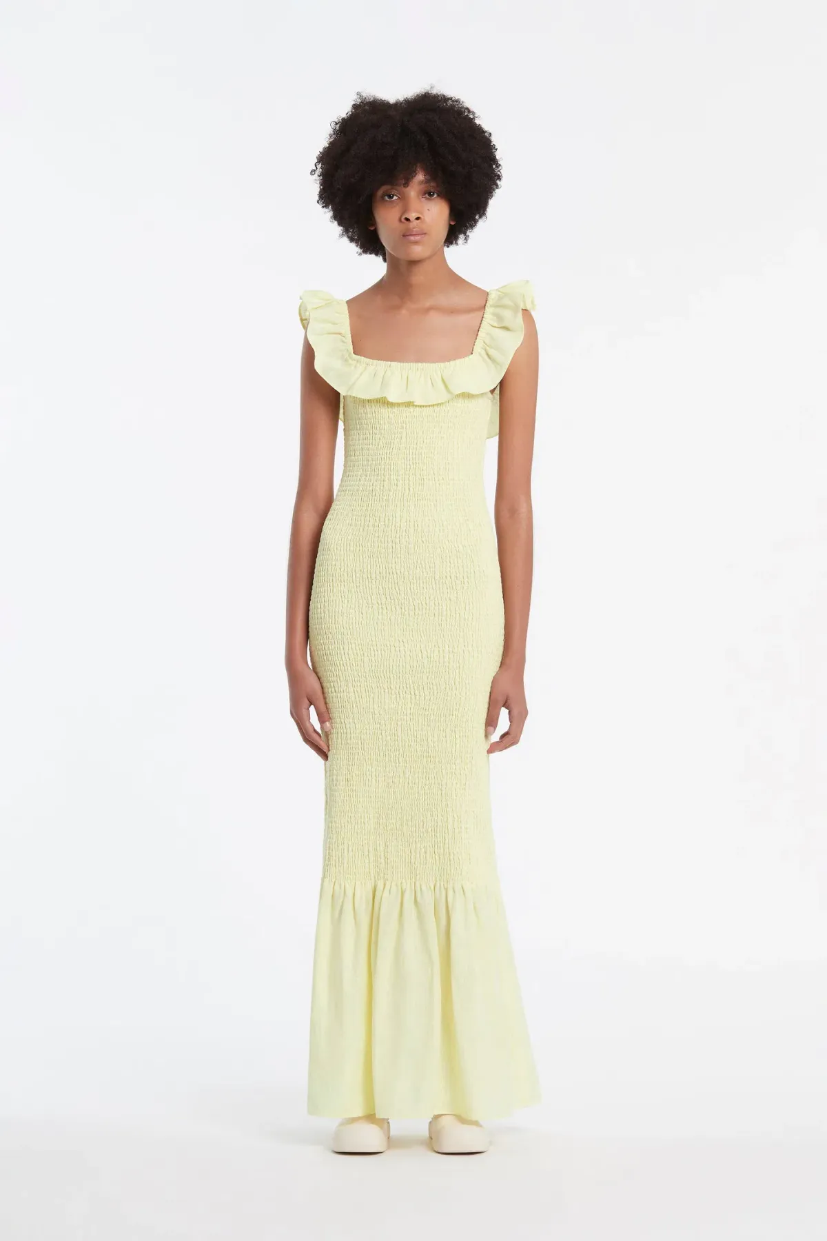 Sir the Label Francesca Frill Shirred Dress Butter Size 6 - Image 1