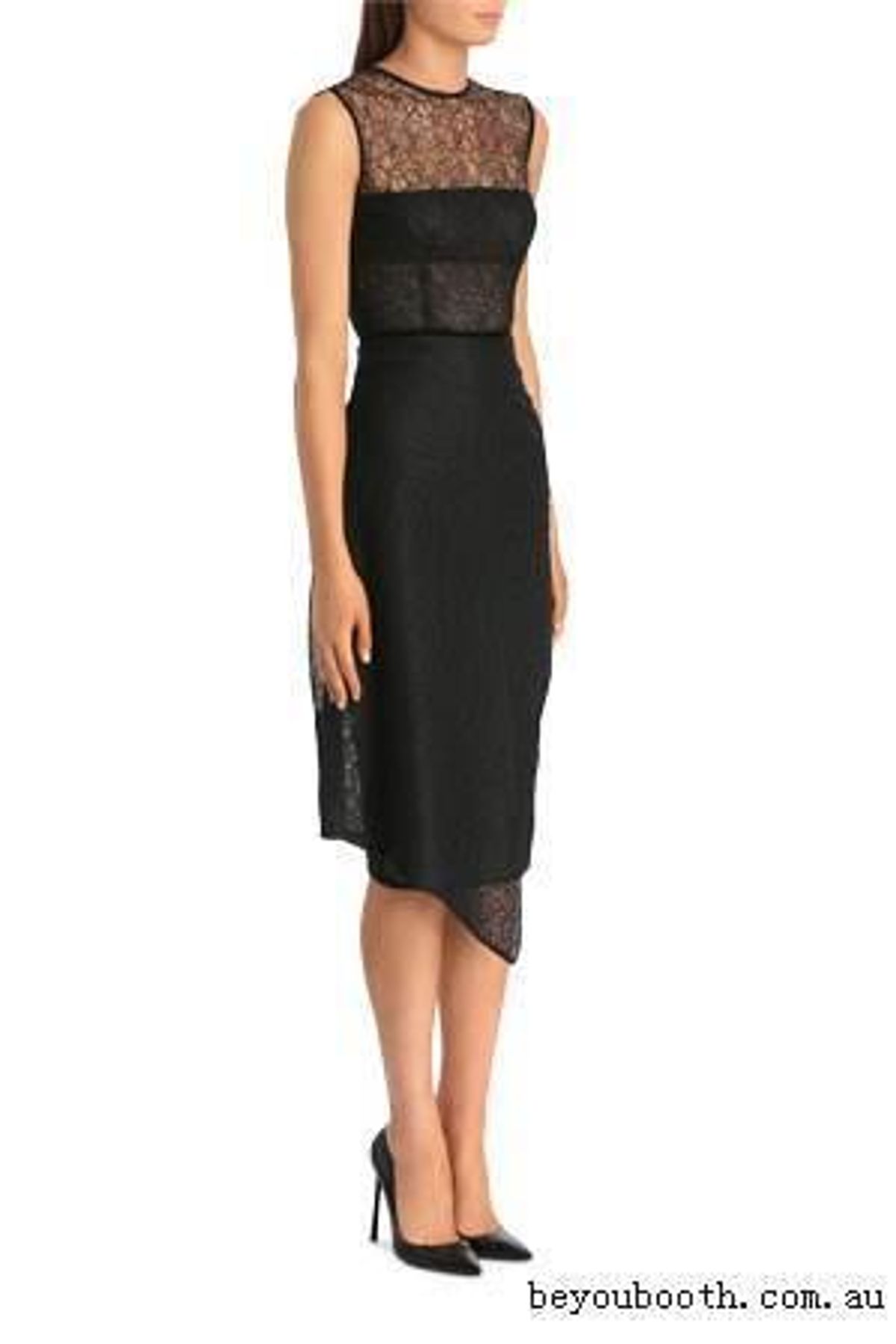 Alex Perry Maven Tulle Lace Pencil Dress Black Size 8 - Image 1