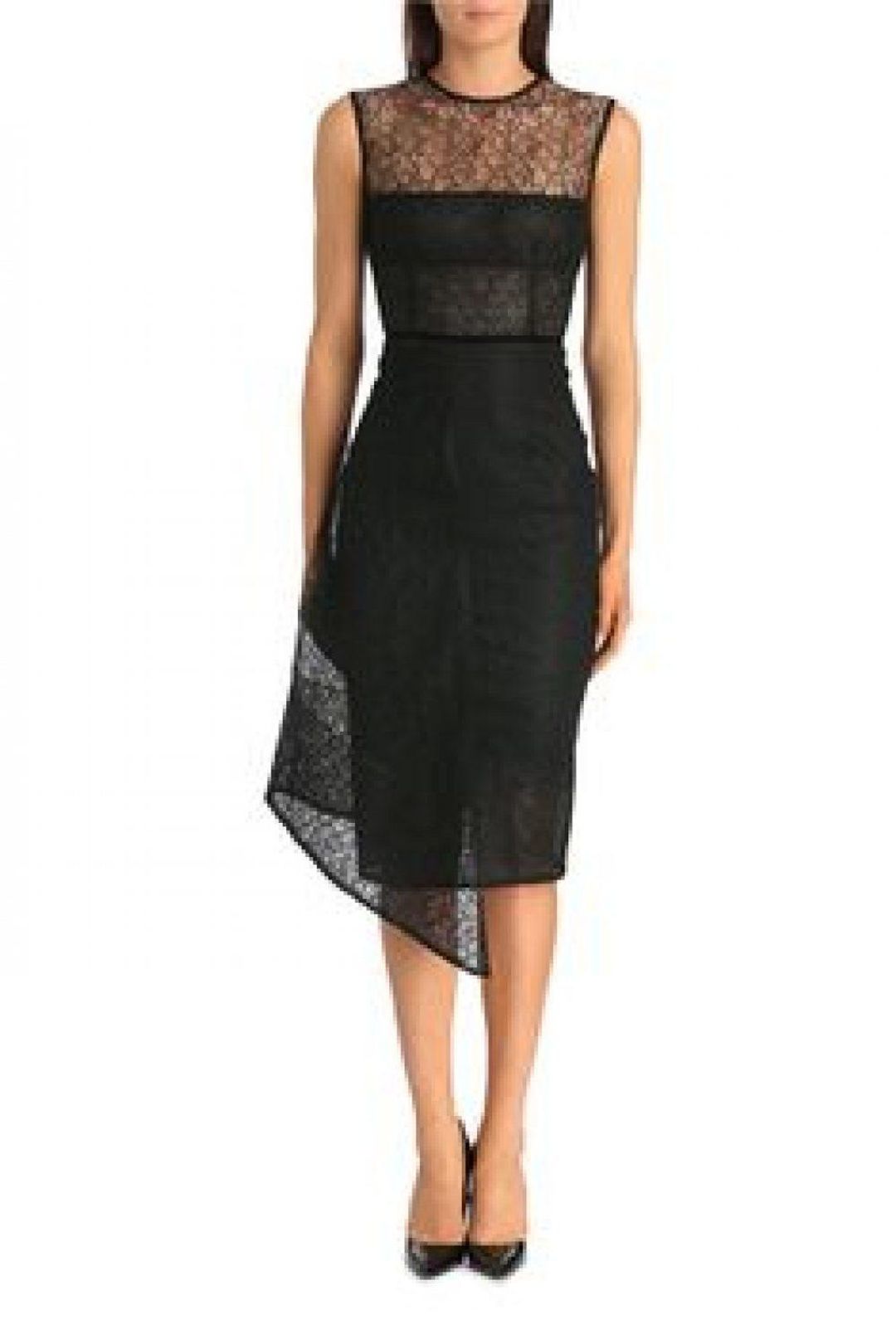 Alex Perry Maven Tulle Lace Pencil Dress Black Size 8 for rent on The Volte - main image