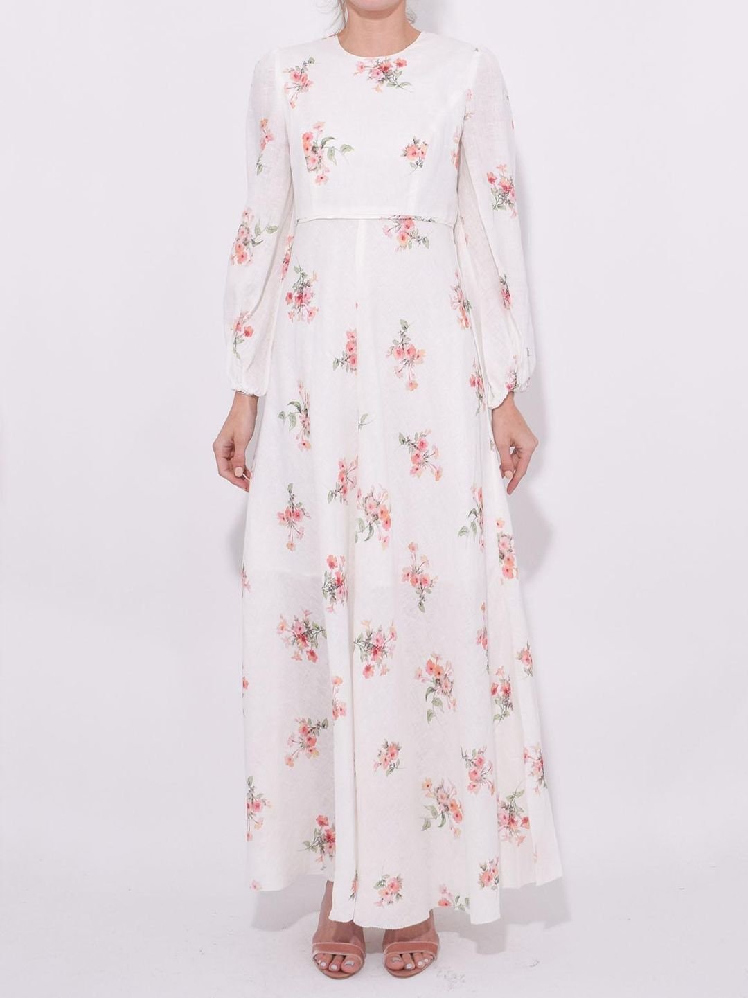 Zimmermann Heather High Neck Dress White Floral Size 1/Au 10 for rent on The Volte - main image