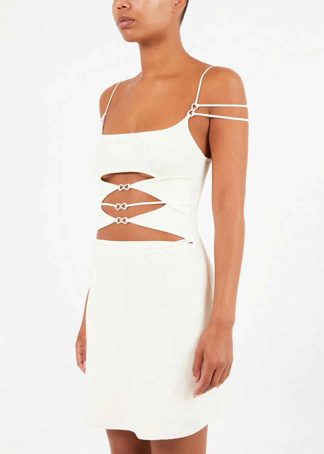 Mach & Mach Ivory Matilde Mini Dress Ivory  for rent on The Volte - main image