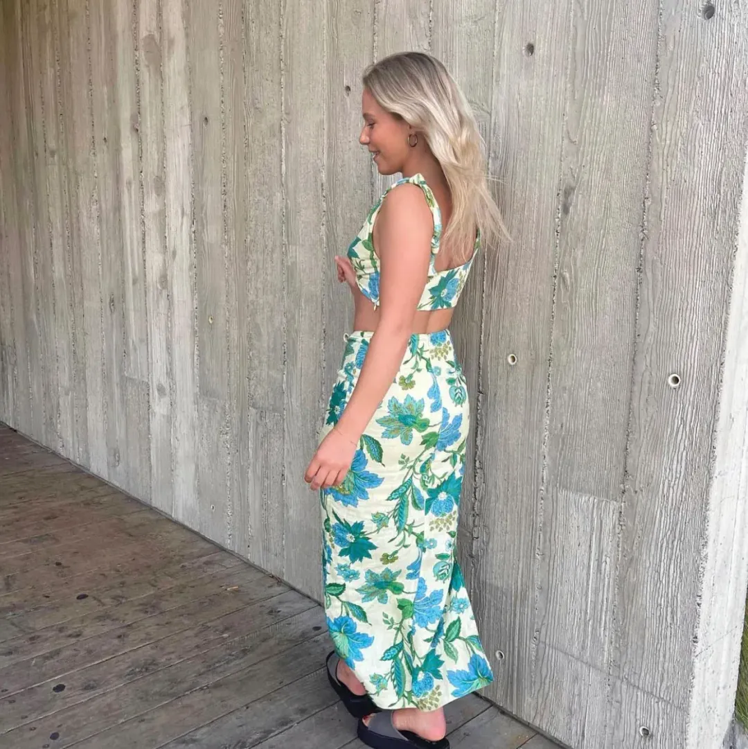 Sir the Label Alexandre Knot Bralette and Skirt Set Marguerite Print Size 1/Au 8 for rent on The Volte - main image