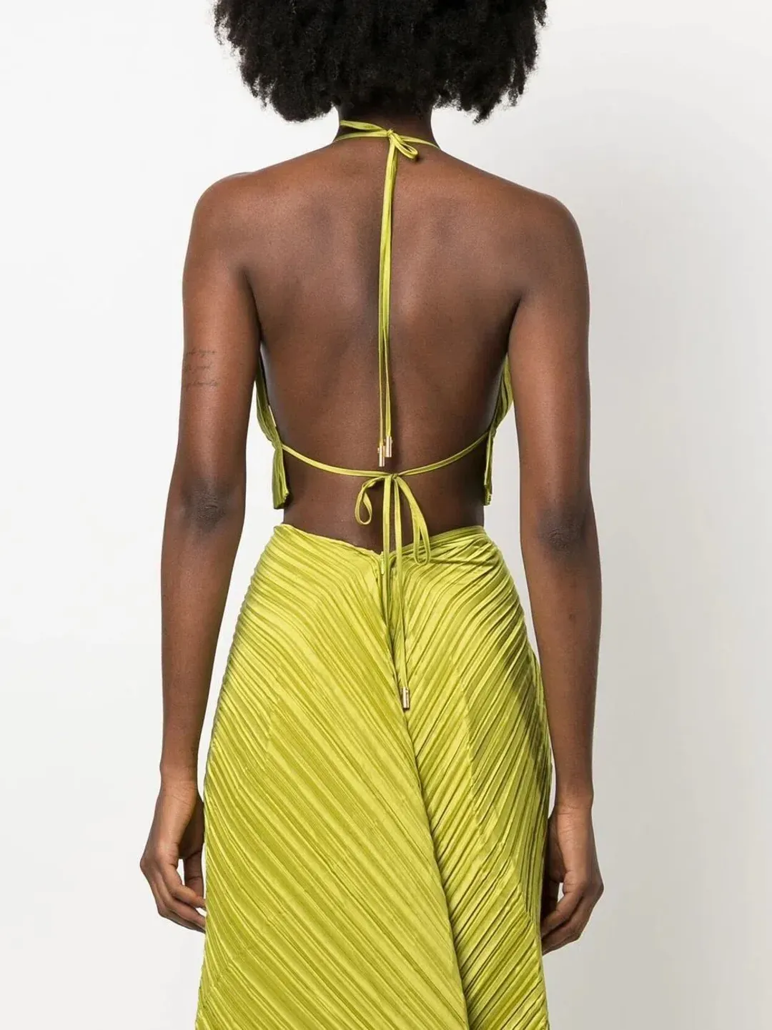 Cult Gaia Plissé-Effect Halterneck Top & Maxi Skirt Green Size 6 for rent on The Volte - main image