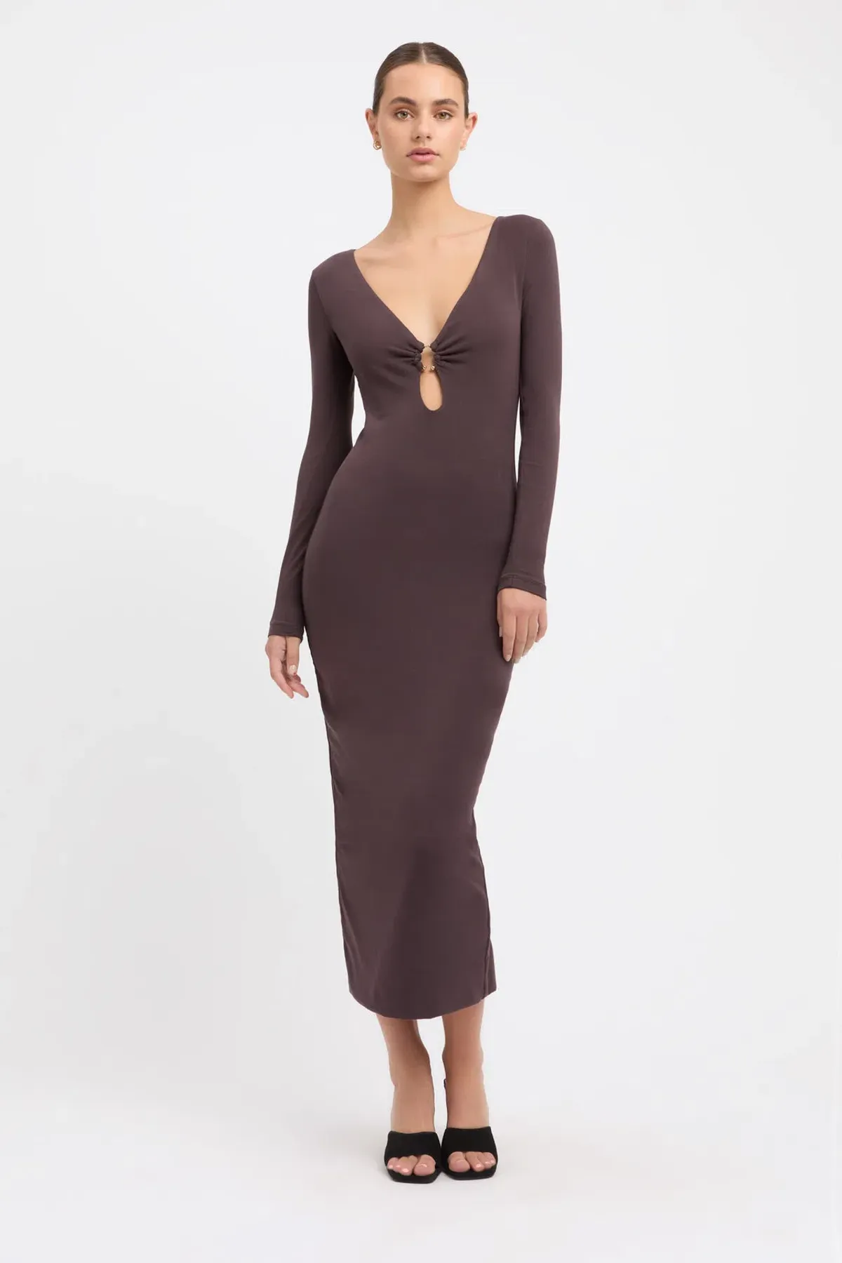 Kookai Phoebe Midi Dress Dark Mocha Size 2/Au 12 - Image 1