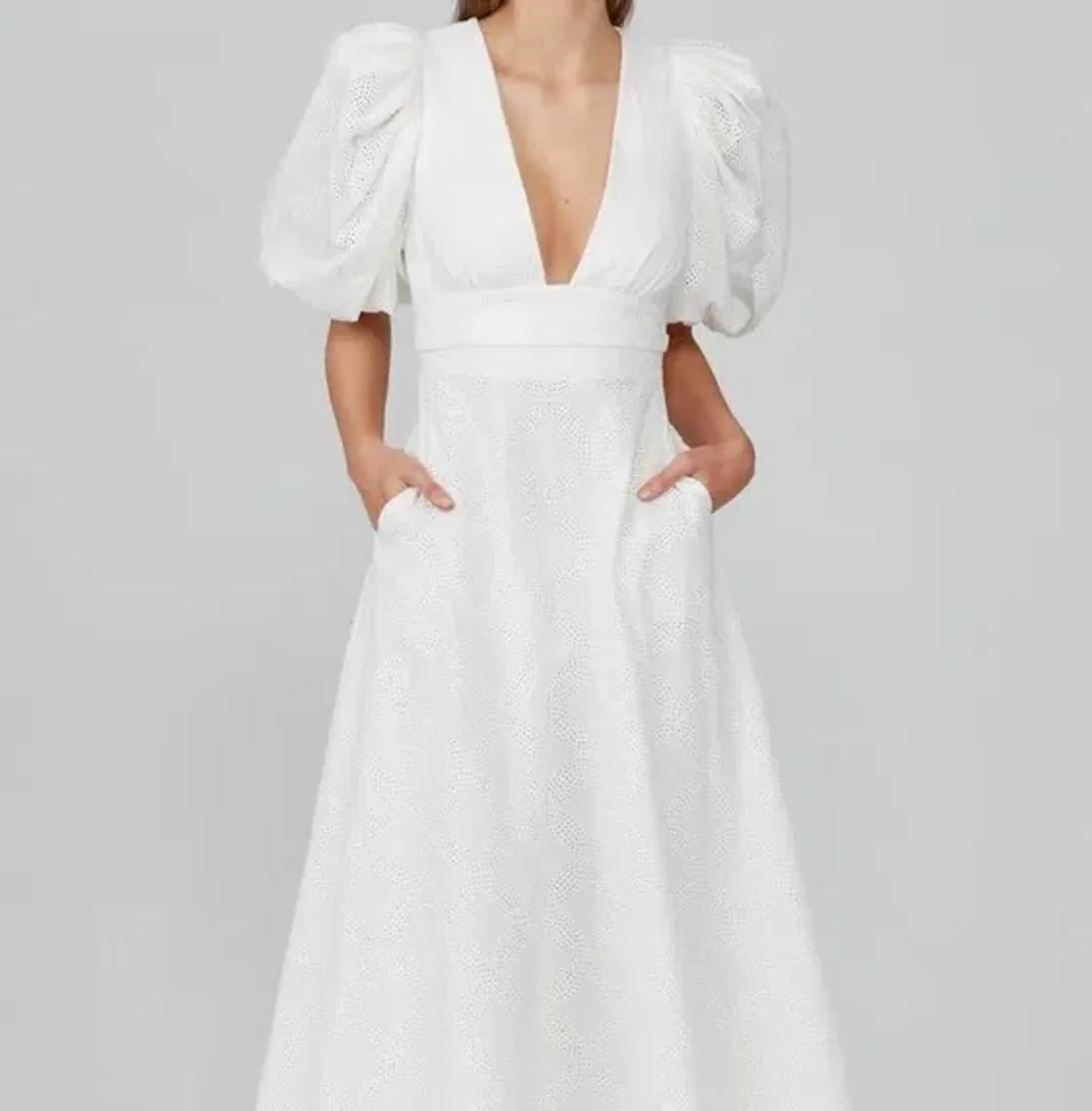 Acler Hamilton Midi Dress in Ivory Size 8 for rent on The Volte - main image