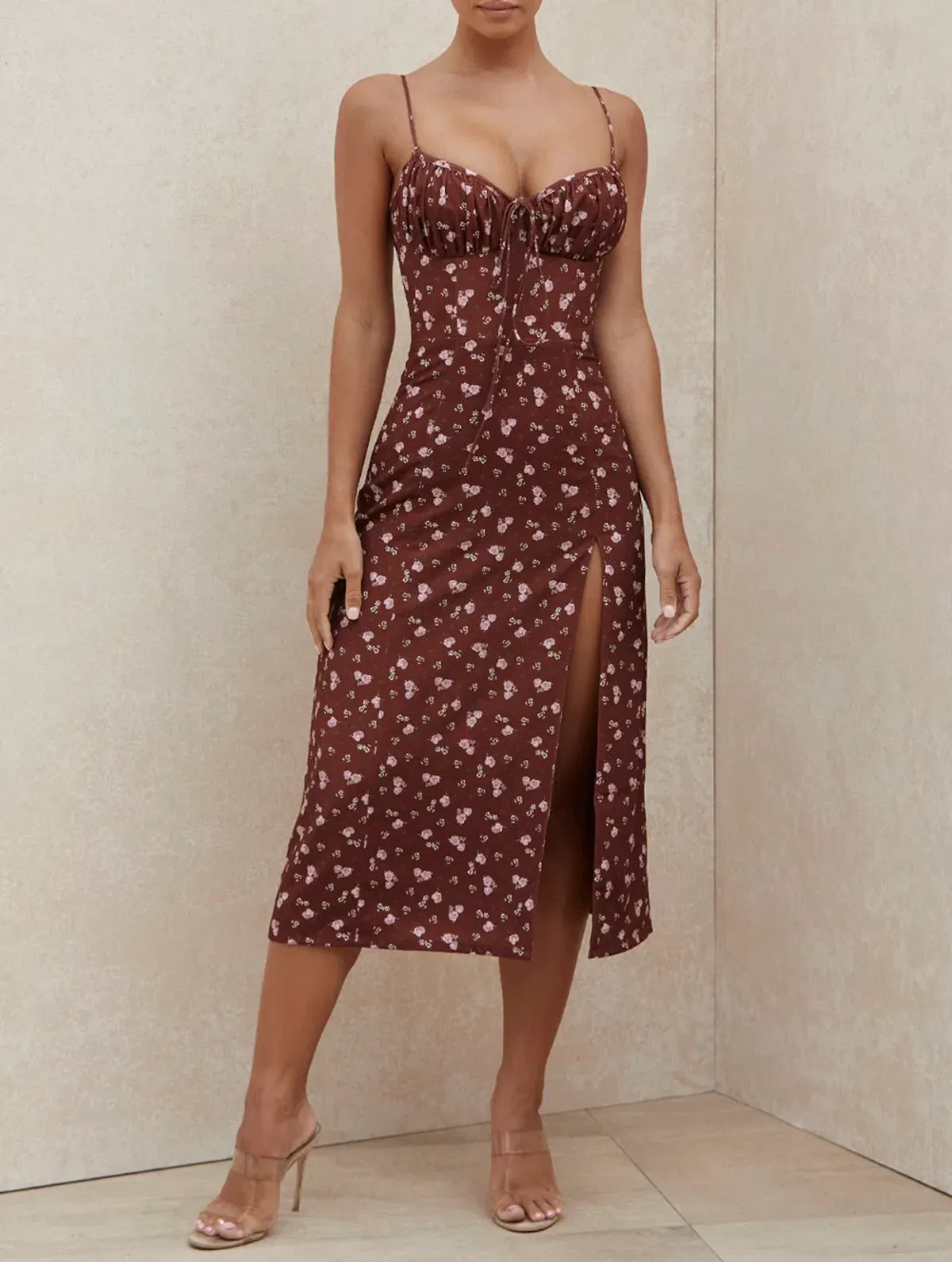 House of CB Carina Bustier Midi Dress Floral Size 6 - Image 1