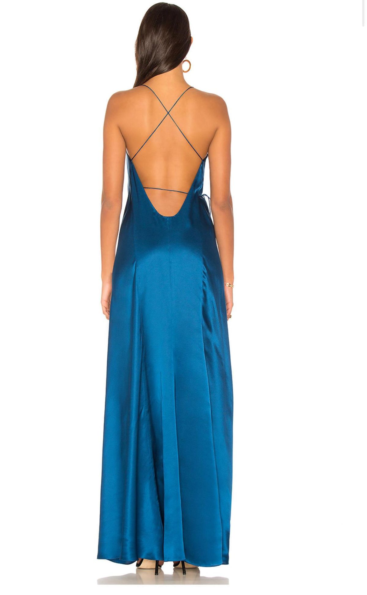 Michelle Mason Silk Satin Wrap Gown - Marine - Image 5