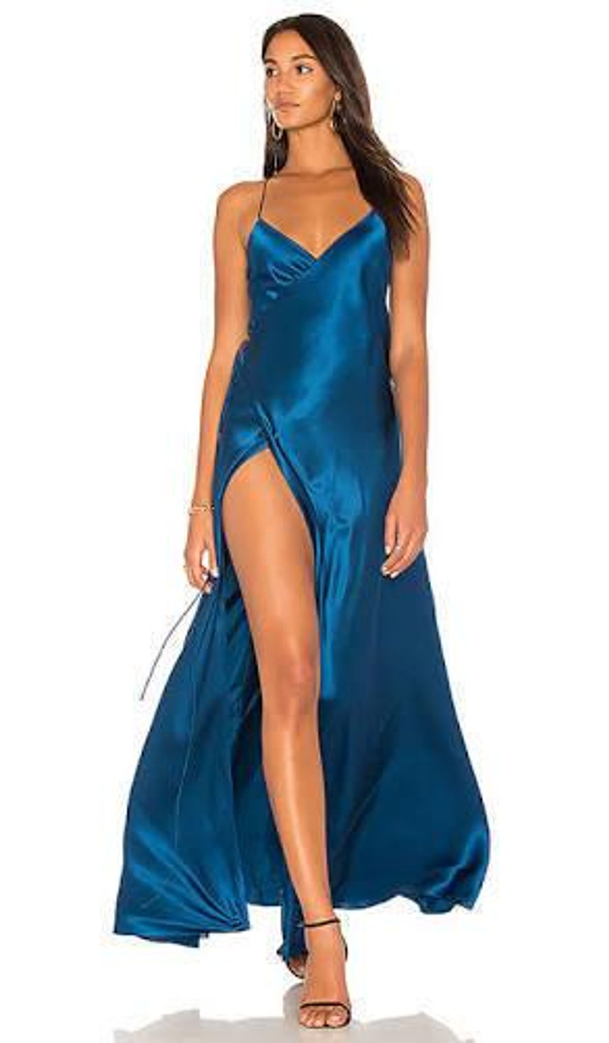 Michelle Mason Silk Satin Wrap Gown - Marine - Image 1