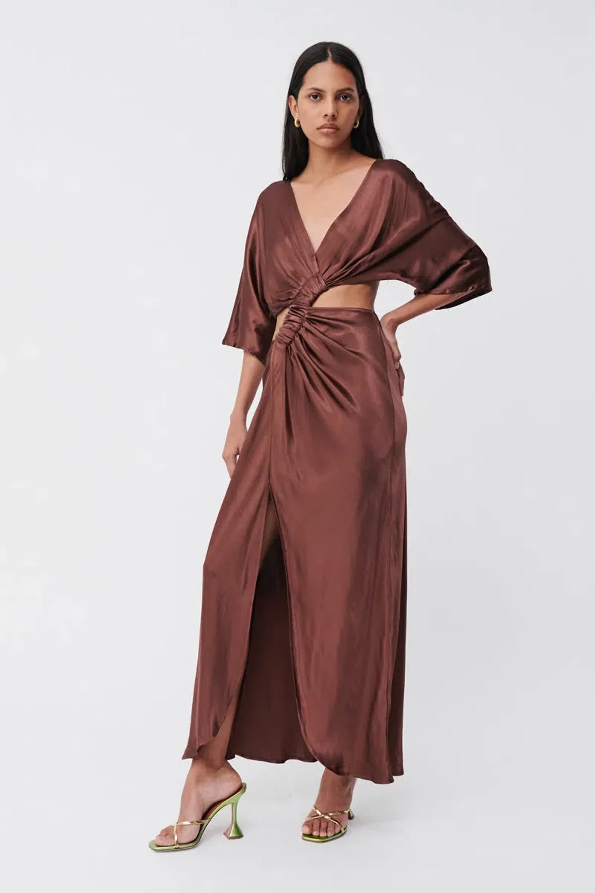 Suboo Tate Twist Wrap Front Maxi Dress Chocolate Size XS / AU 6 - Image 2