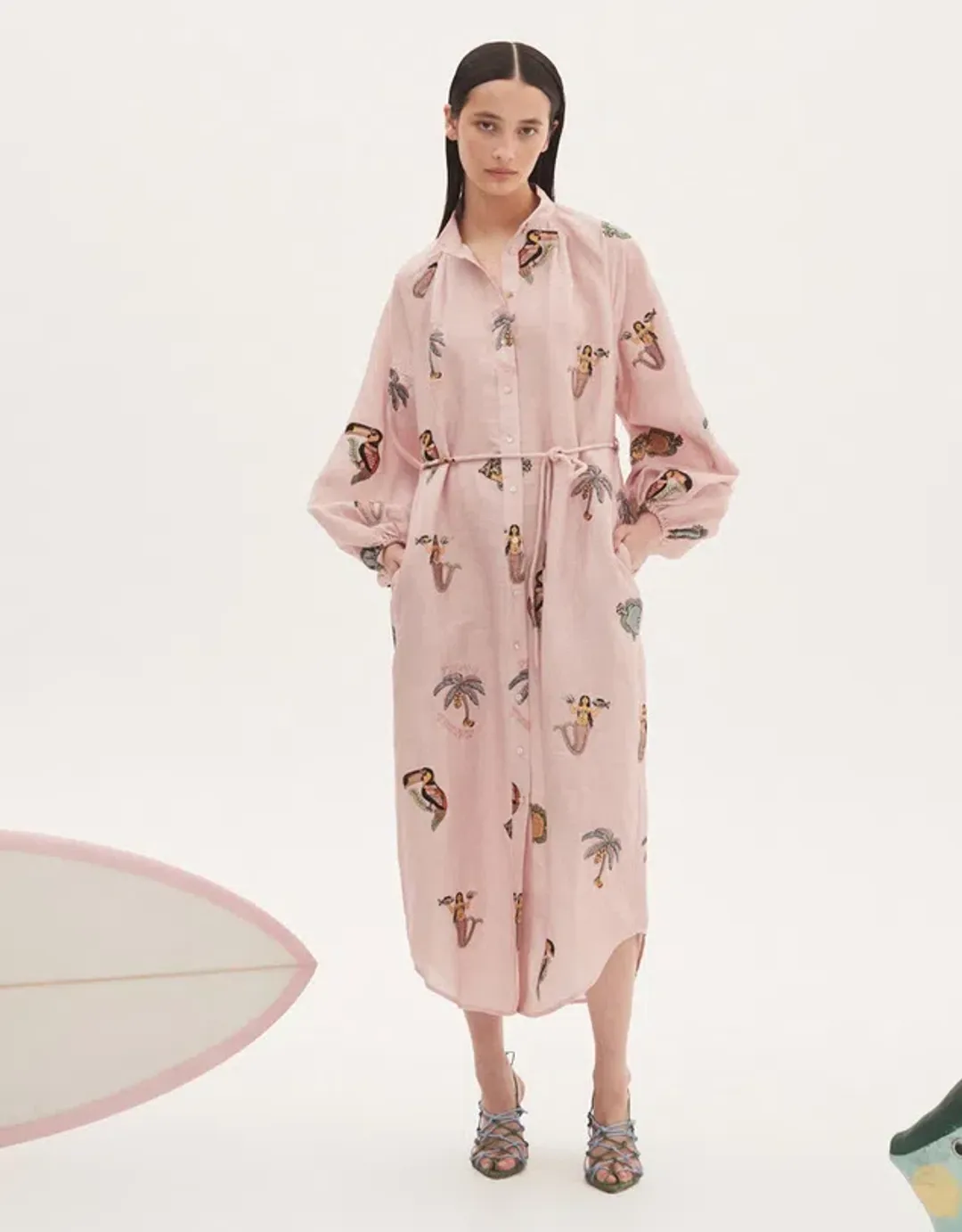 Alemais Vacay Shirtdress Midi Dress Primrose Pink Size AU 14 for rent on The Volte - main image