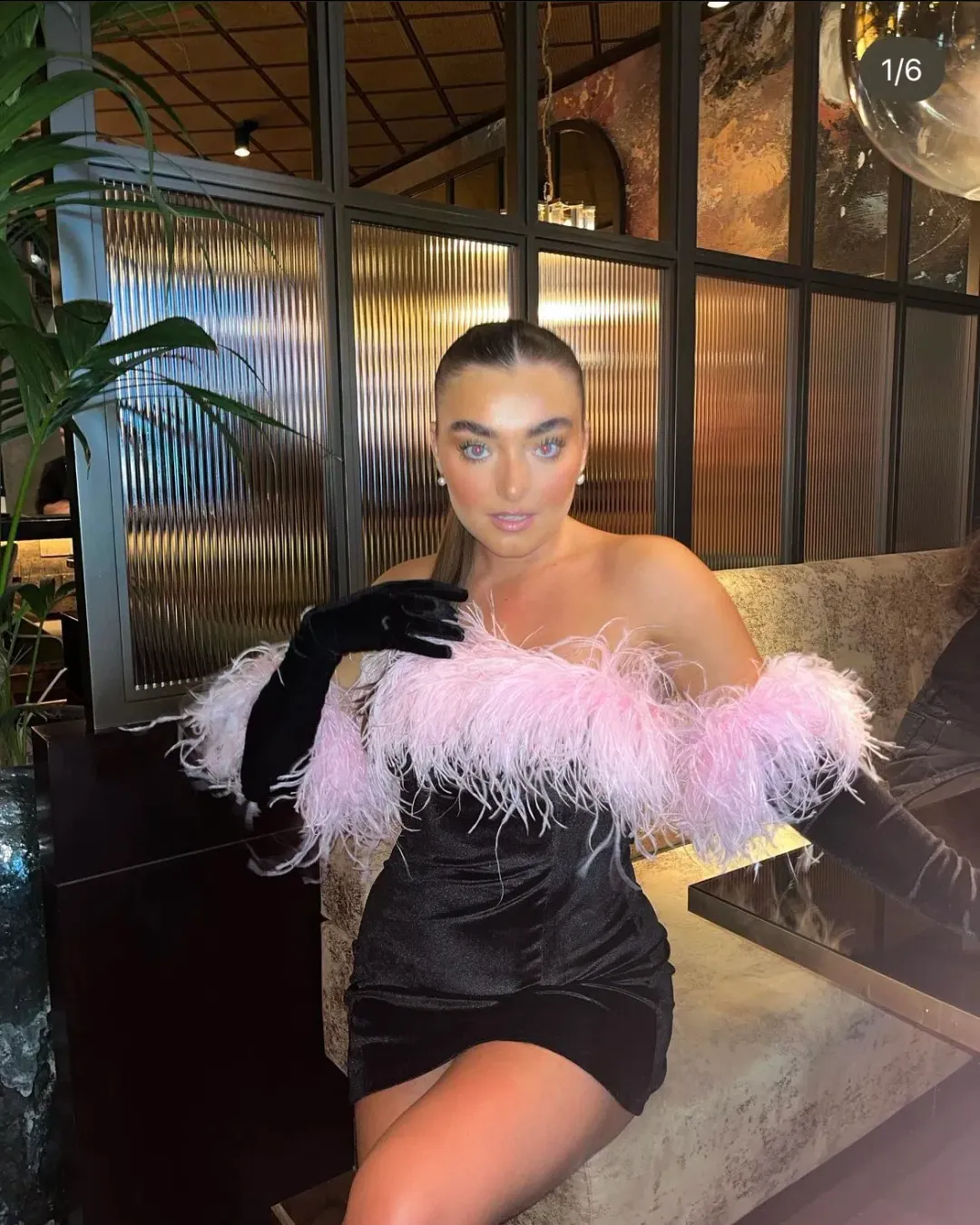 Miscreants Cupid Mini Dress Black And Gloves With Pink Feathers Size 10  for rent on The Volte - main image