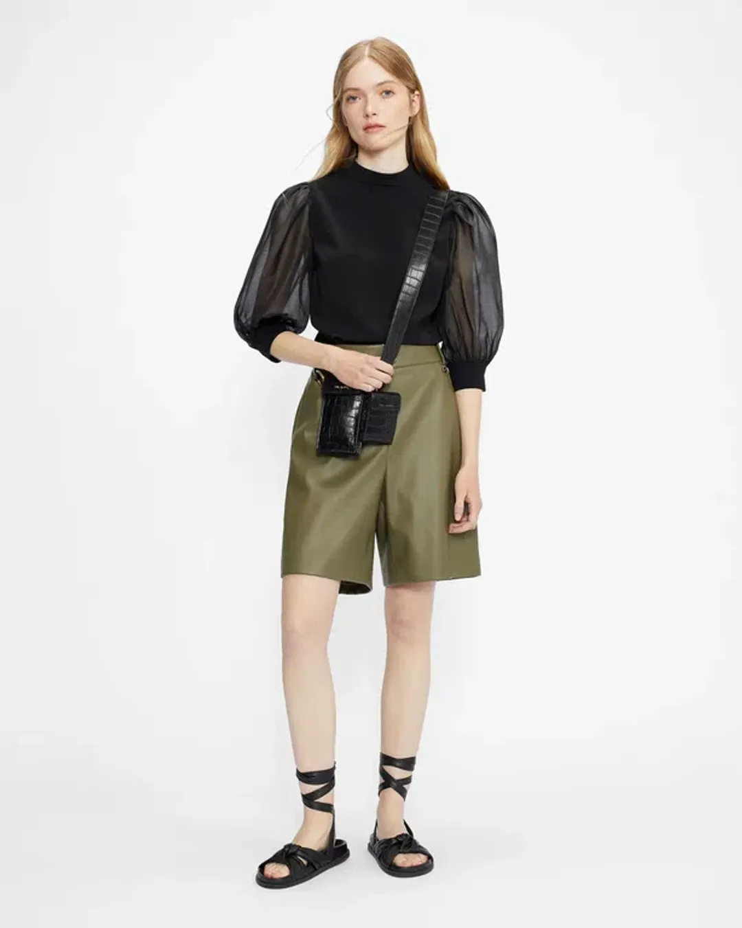 Ted Baker Micaeli Organza Volume Sleeve Top in Black Size 1 / AU 8 for rent on The Volte - main image