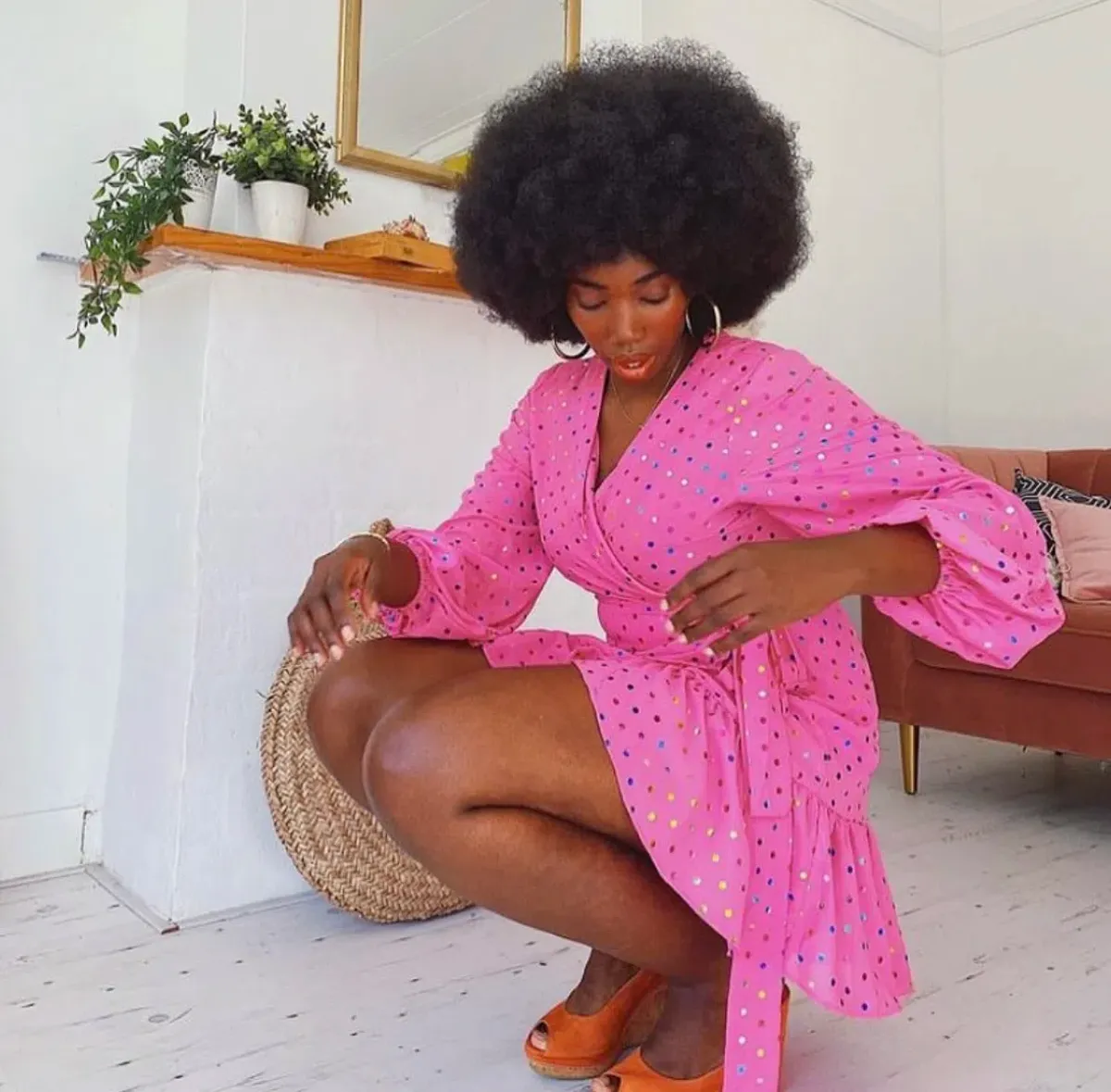 Never Fully Dressed Foil Spot Mini Wrap Dress Pink Size AU 8 - Image 3