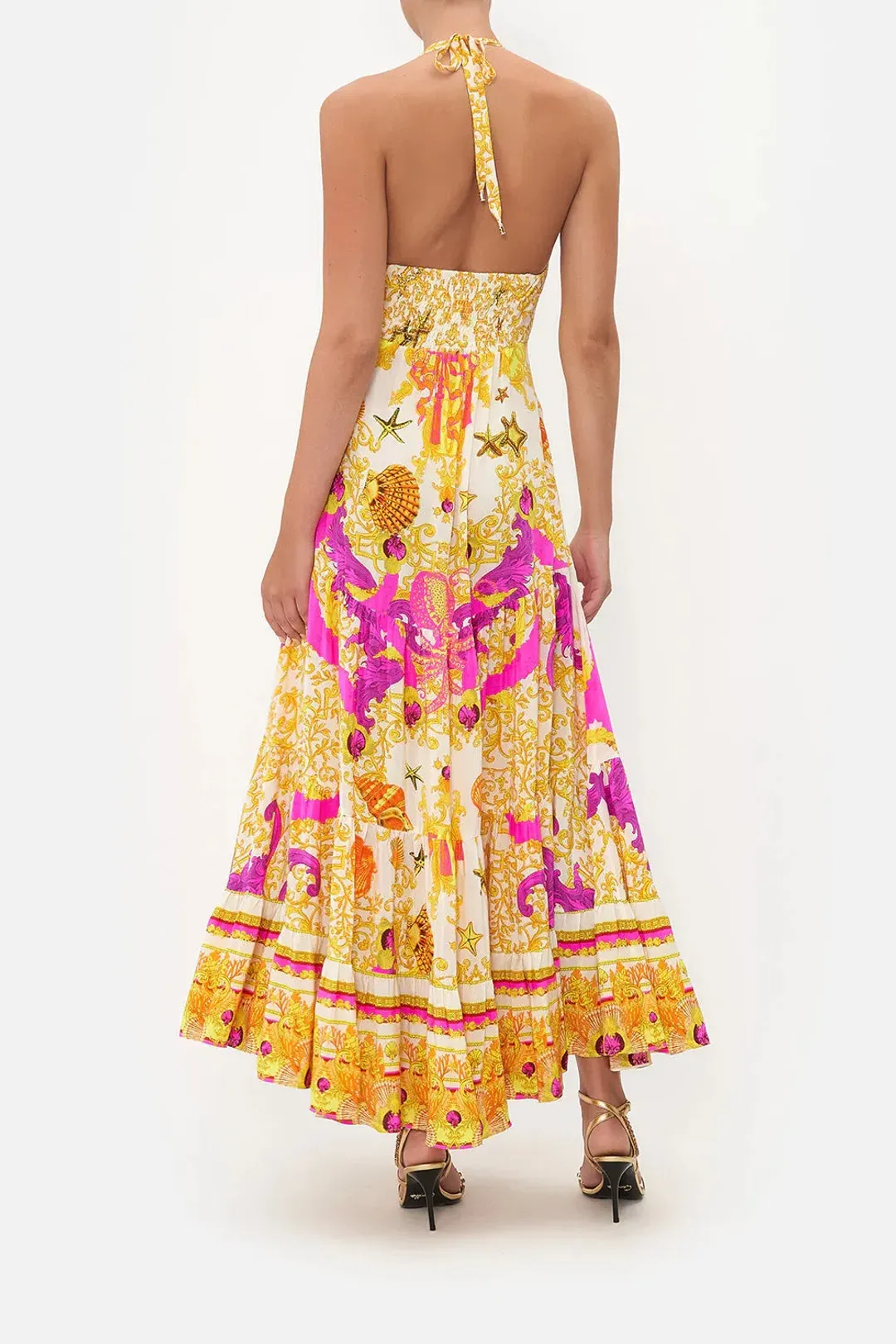 Camilla Tie Front Tiered Dress Multi-colored Size Small / AU 8 for rent on The Volte - main image