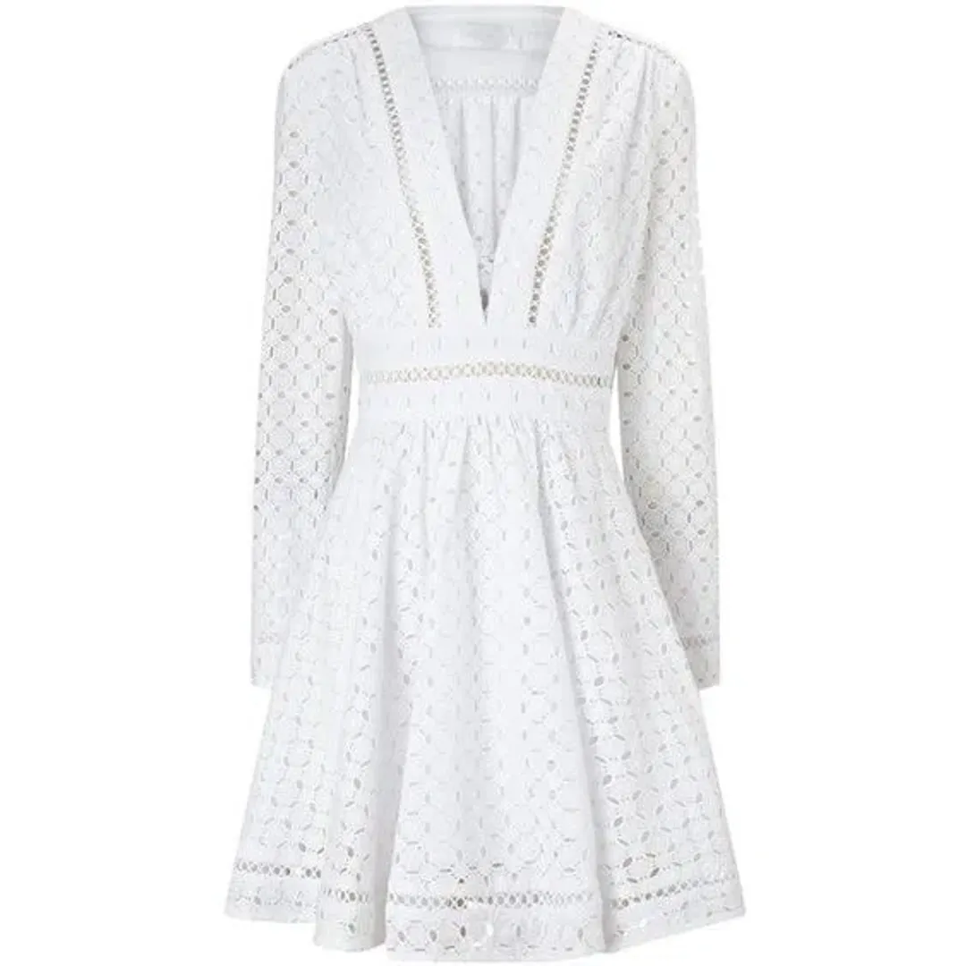 Zimmermann Ryker Lace Broderie Mini Dress White Size 0 / AU 8 for rent on The Volte - main image