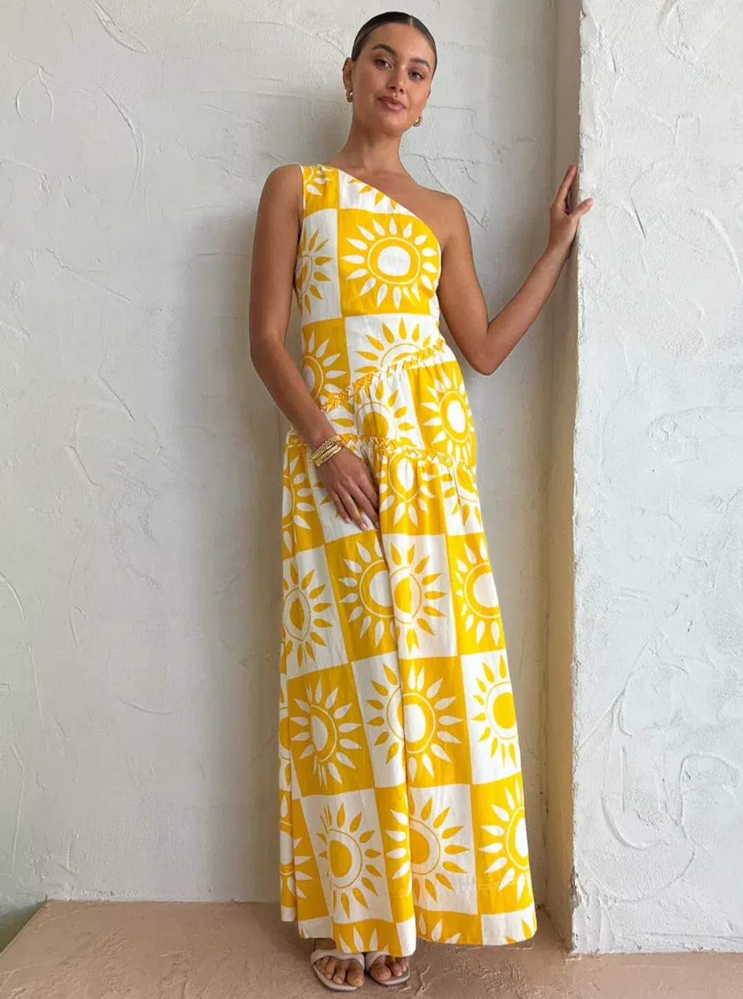 By Nicola Goldie One Shoulder Maxi Dress In Large Sol Size 8 for rent on The Volte - main image