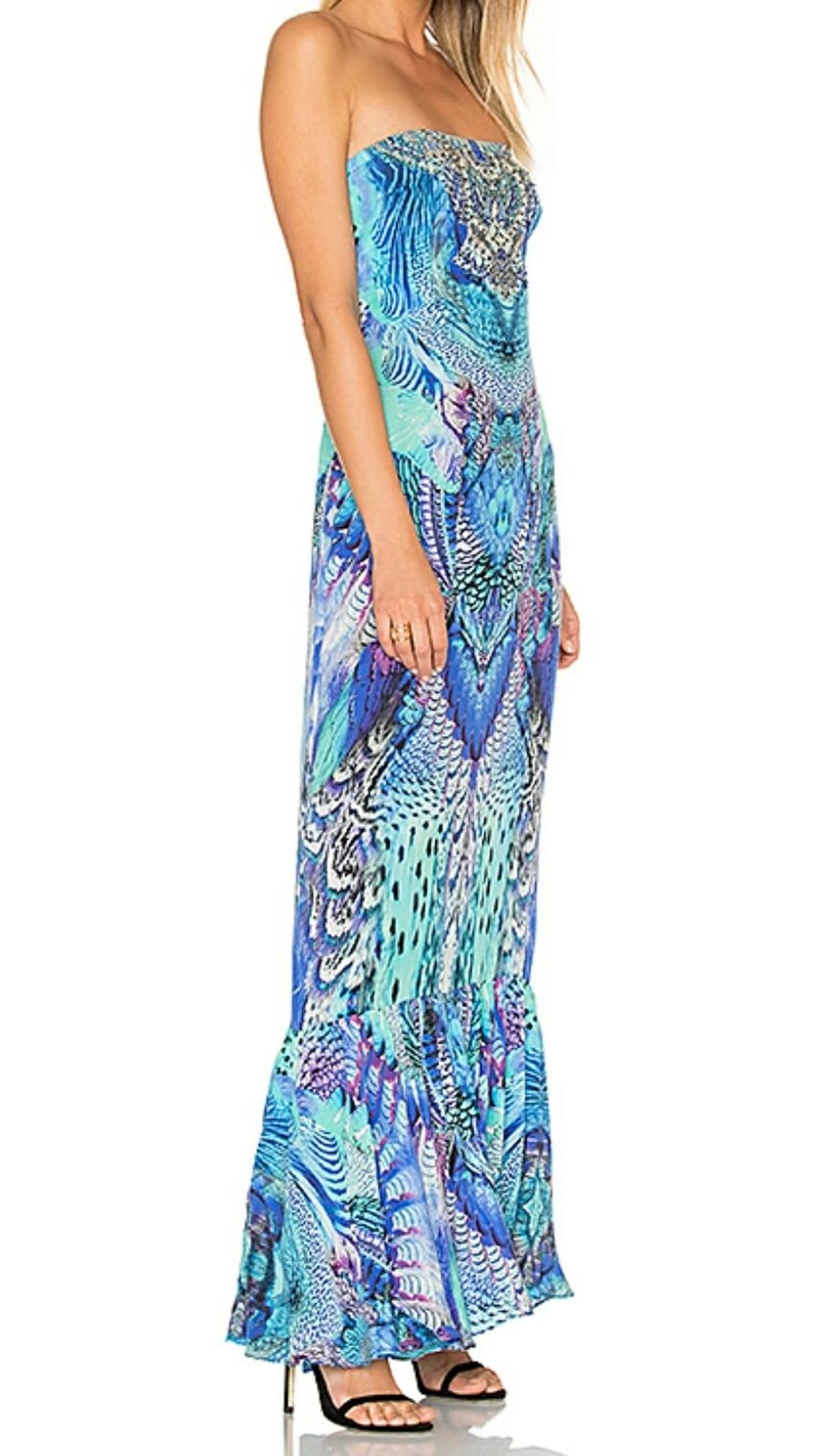 Camilla Moondance Strapless Long Dress with Frill Print Size 8 - Image 4