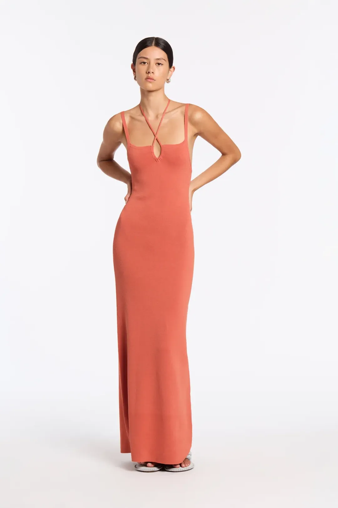 Sir the Label Nadja Midi Dress Coral Pink Size AU 6 for rent on The Volte - main image
