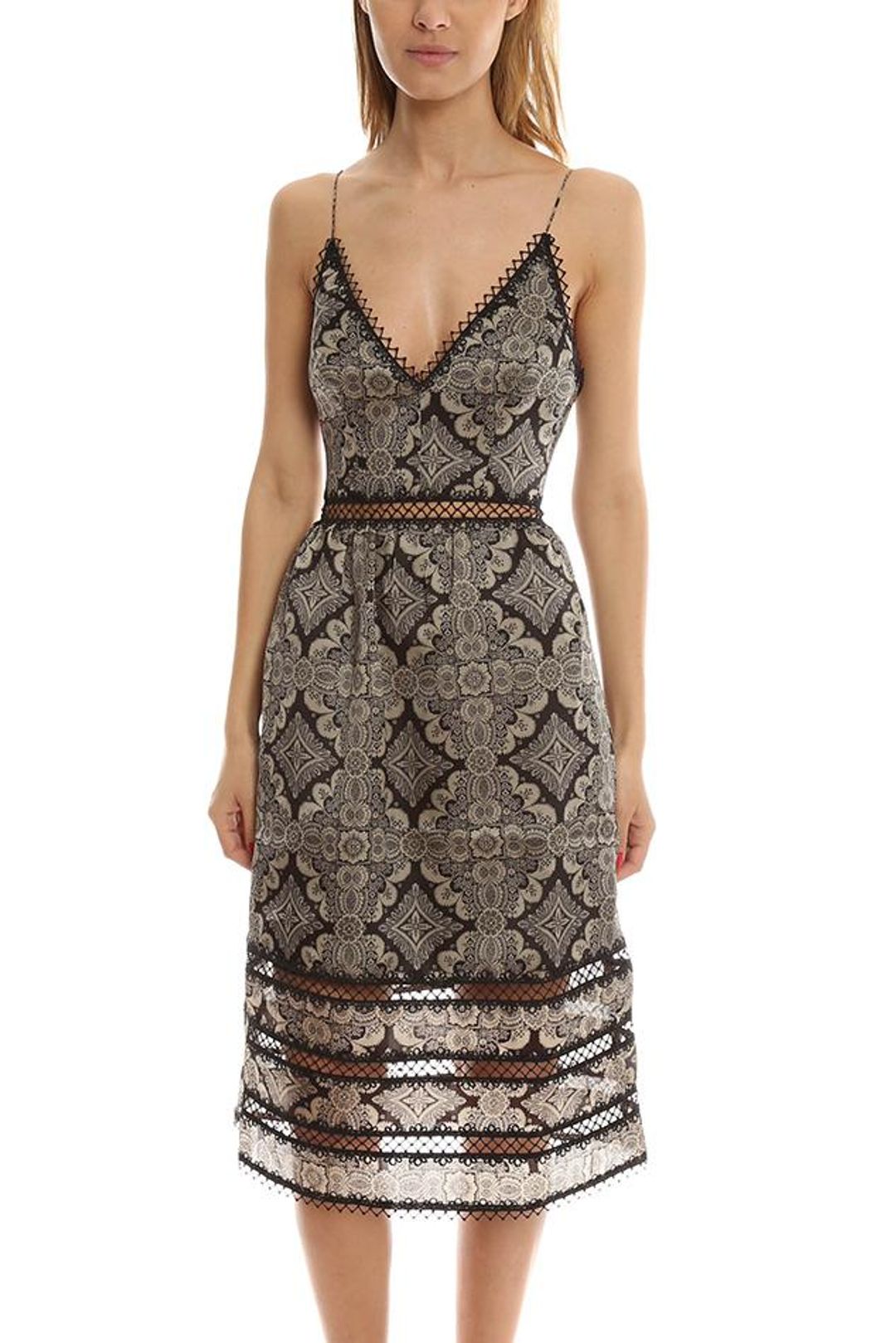 Zimmermann Mischief Picot Midi Dress Tile Print Size 6 for rent on The Volte - main image